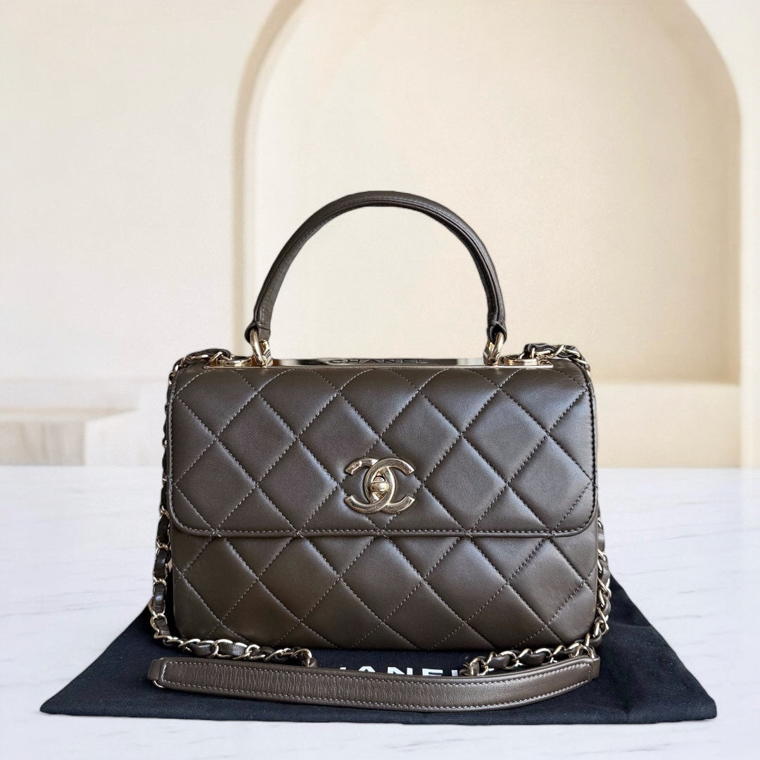 Chanel Trendy CC Small - Quilted Lambskin Brown Gold Hardware