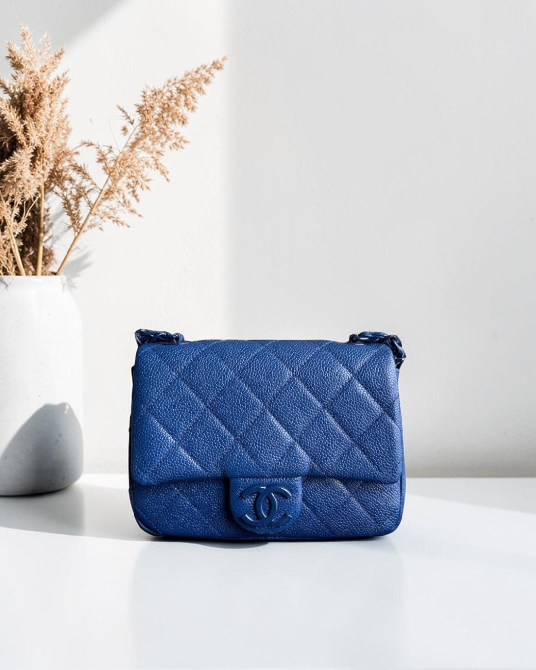 Chanel Classic Flap Seasonal Mini Square - Caviar Quilted All Blue Series 29
