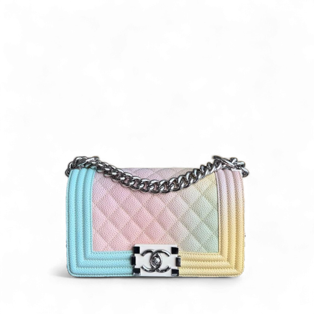 Chanel Boy Small Limited Edition - Caviar Quilted Grained Calfskin Rainbow Silver Hardware Series 25