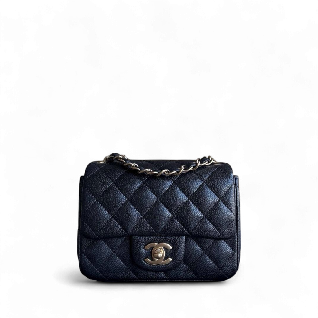 Chanel Classic Flap Mini Square - Caviar Quilted Grained Calfskin Black Gold Hardware Series 20