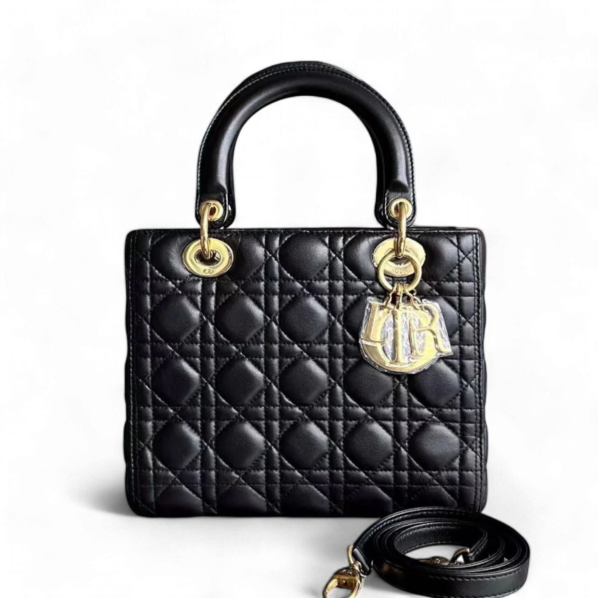 Dior Lady Medium Cannage Lambskin Black GHW