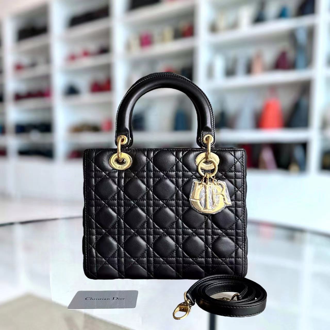 Dior Lady Medium Cannage Lambskin Black GHW