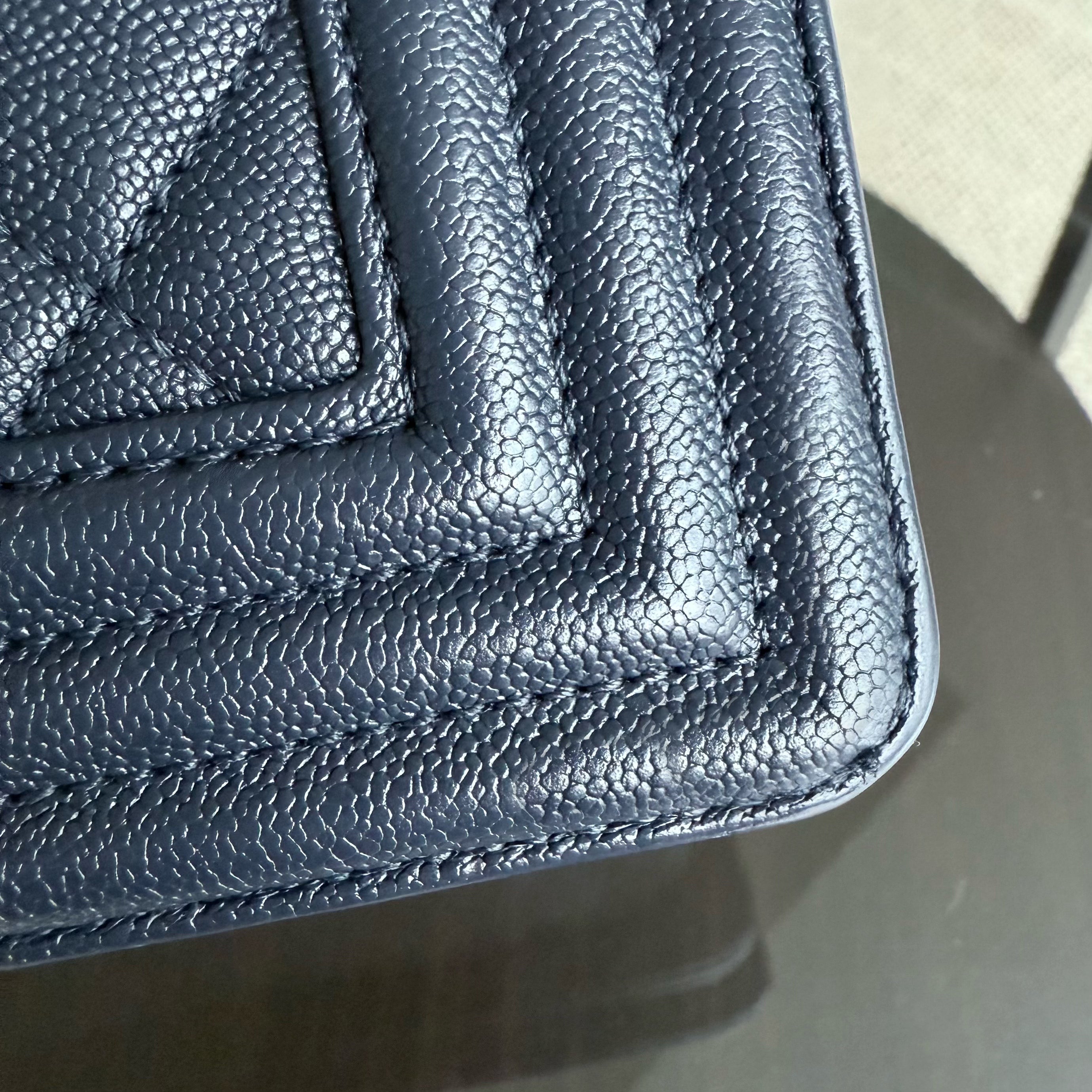 Chanel Boy Medium - Caviar 25CM Quilted Midnight Dark Blue Gold Hardware Series 27