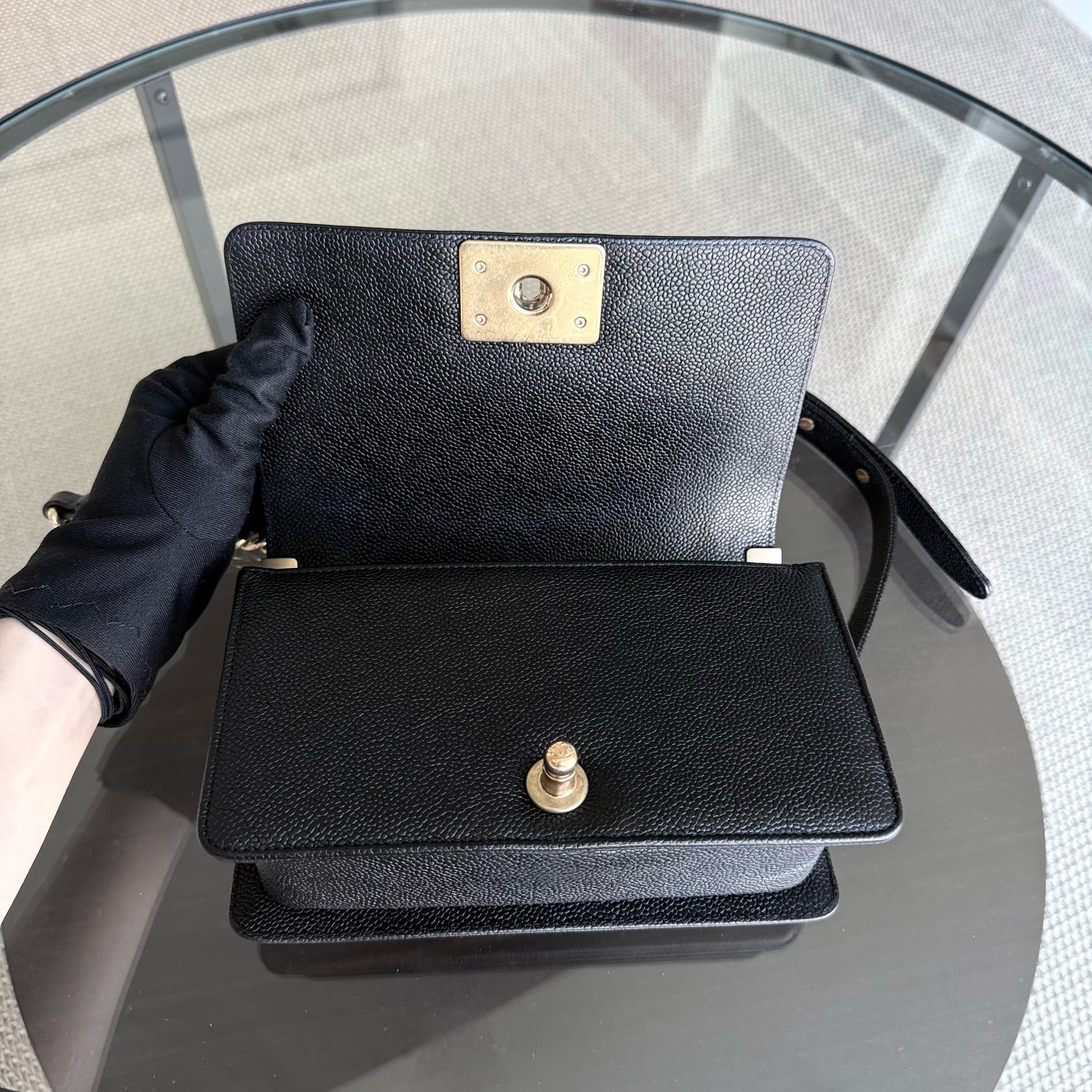 Chanel Boy Small - Caviar 20CM Quilted Black Gold Hardware Series 23