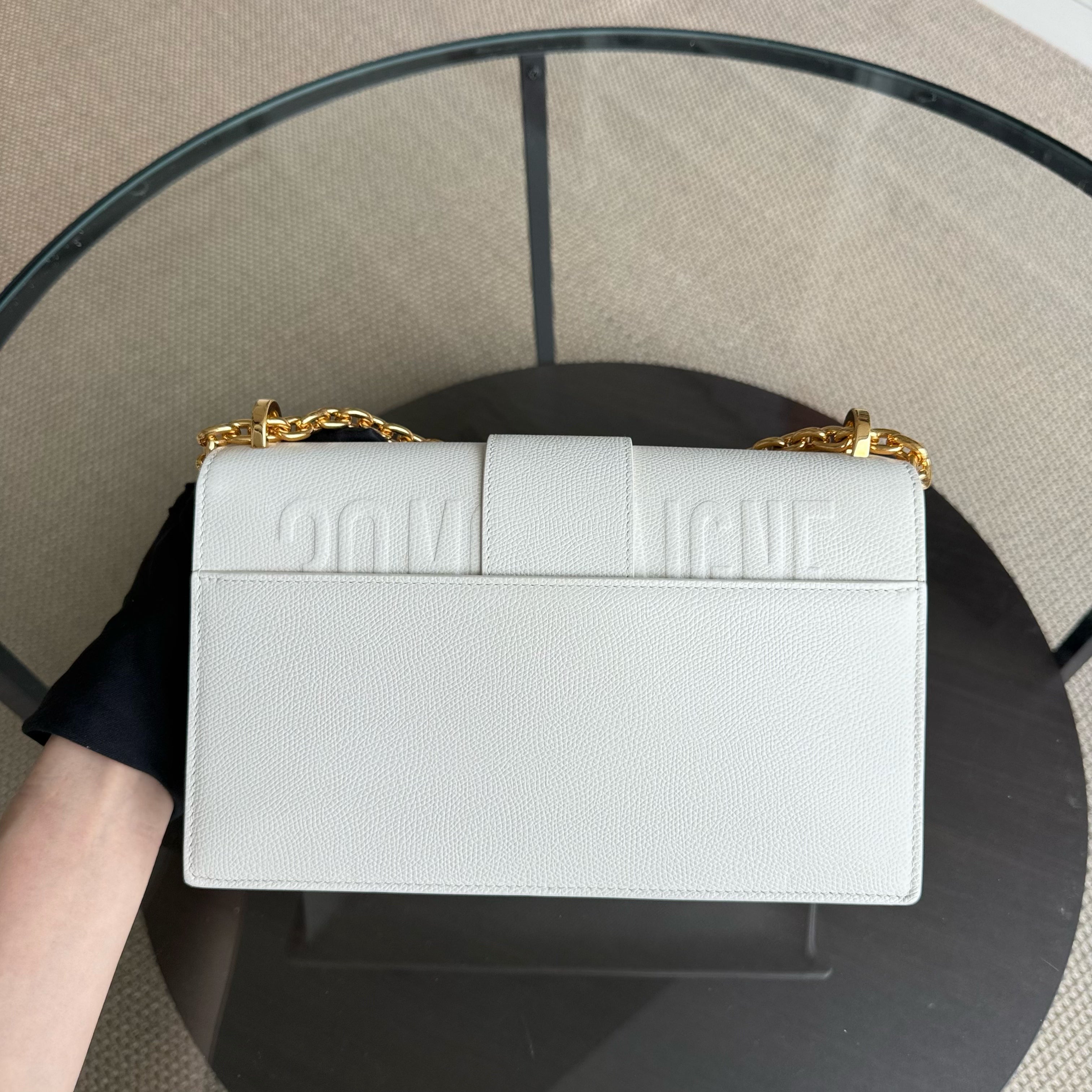 Dior 30 Montaigne Chain - Grained Calfskin White Gold Hardware