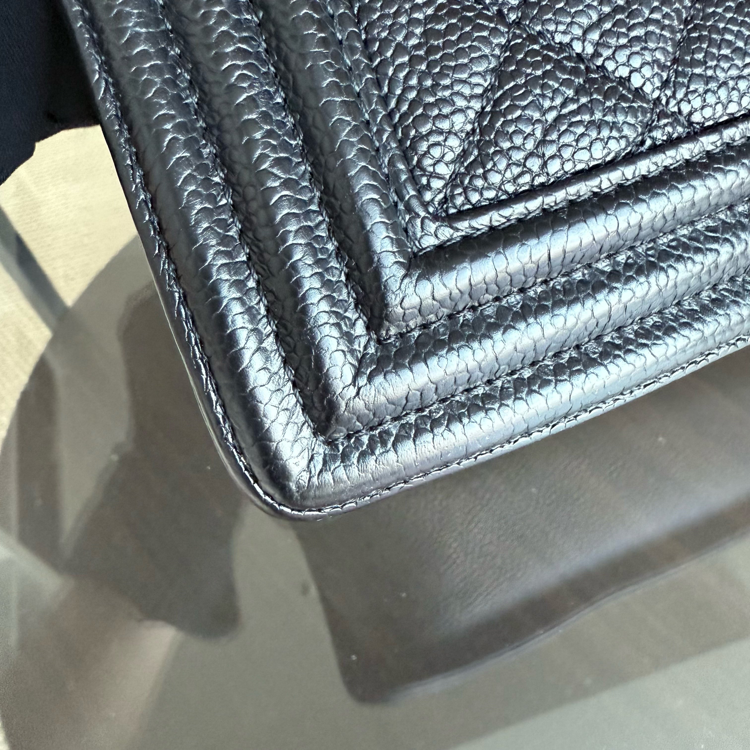Chanel Boy New Medium - Caviar 28CM Quilted Black Gold Hardware Series 23
