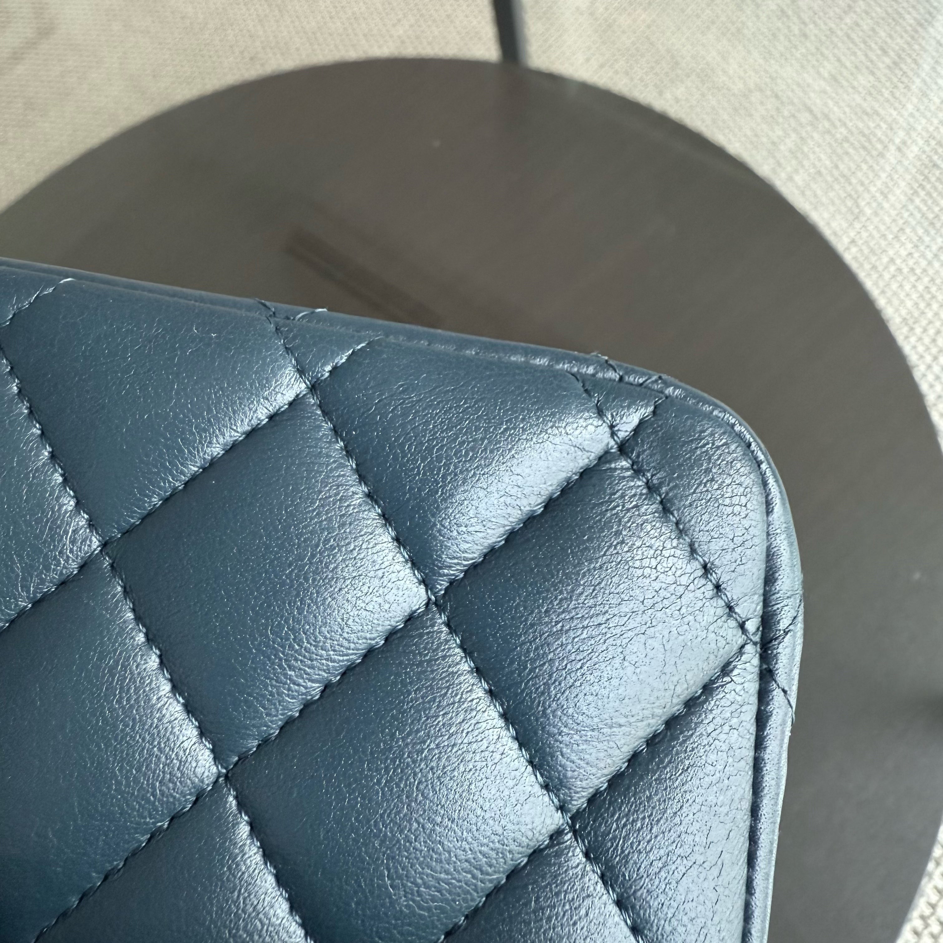 Chanel Classic Flap Medium - 25CM Quilted Lambskin Blue Silver Hardware Series 26