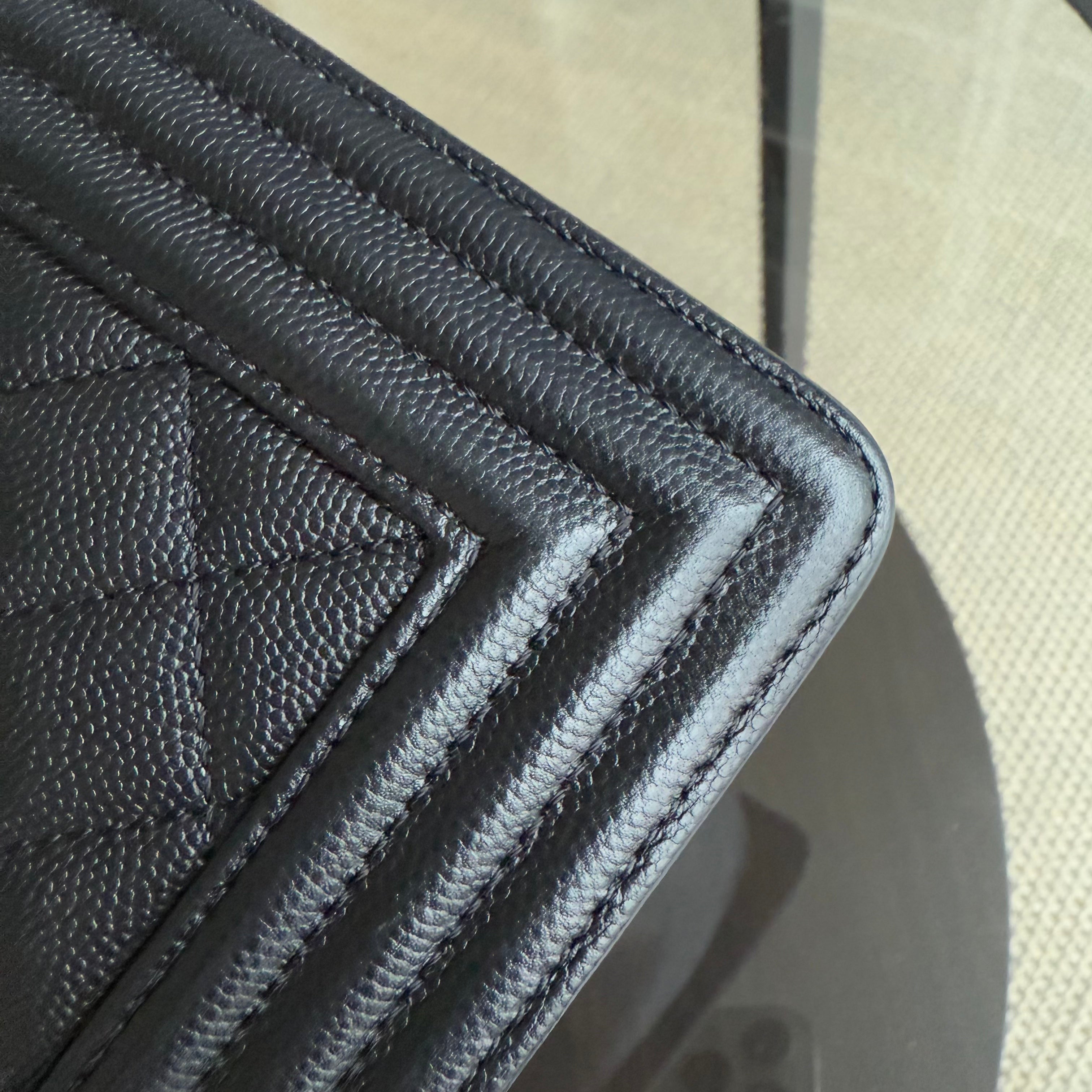 Chanel Boy New Medium - Caviar 28CM Quilted Black Gold Hardware Series 23