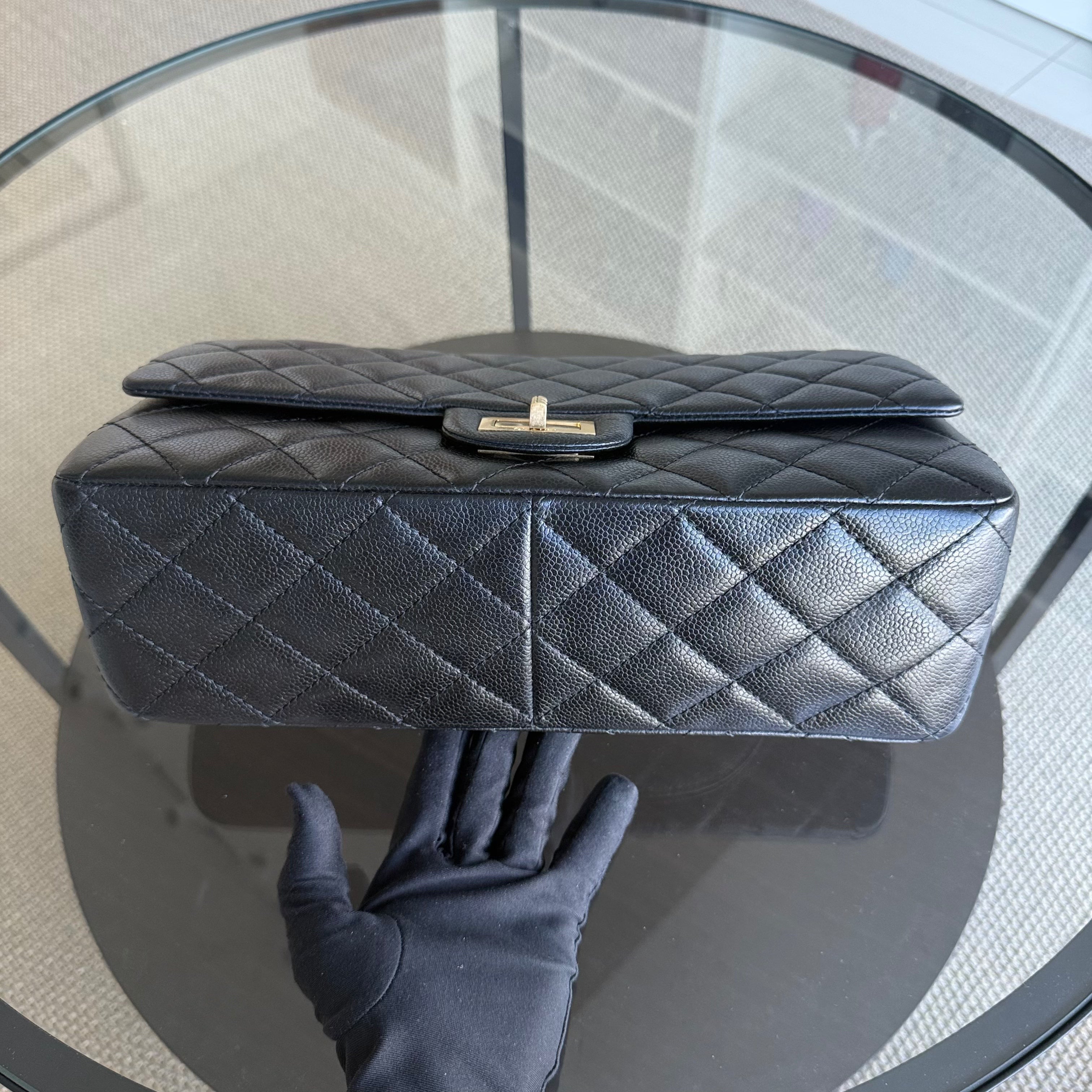 Chanel 2.55 Reissue 227 - Caviar Quilted Black Aged Gold Hardware Series 18