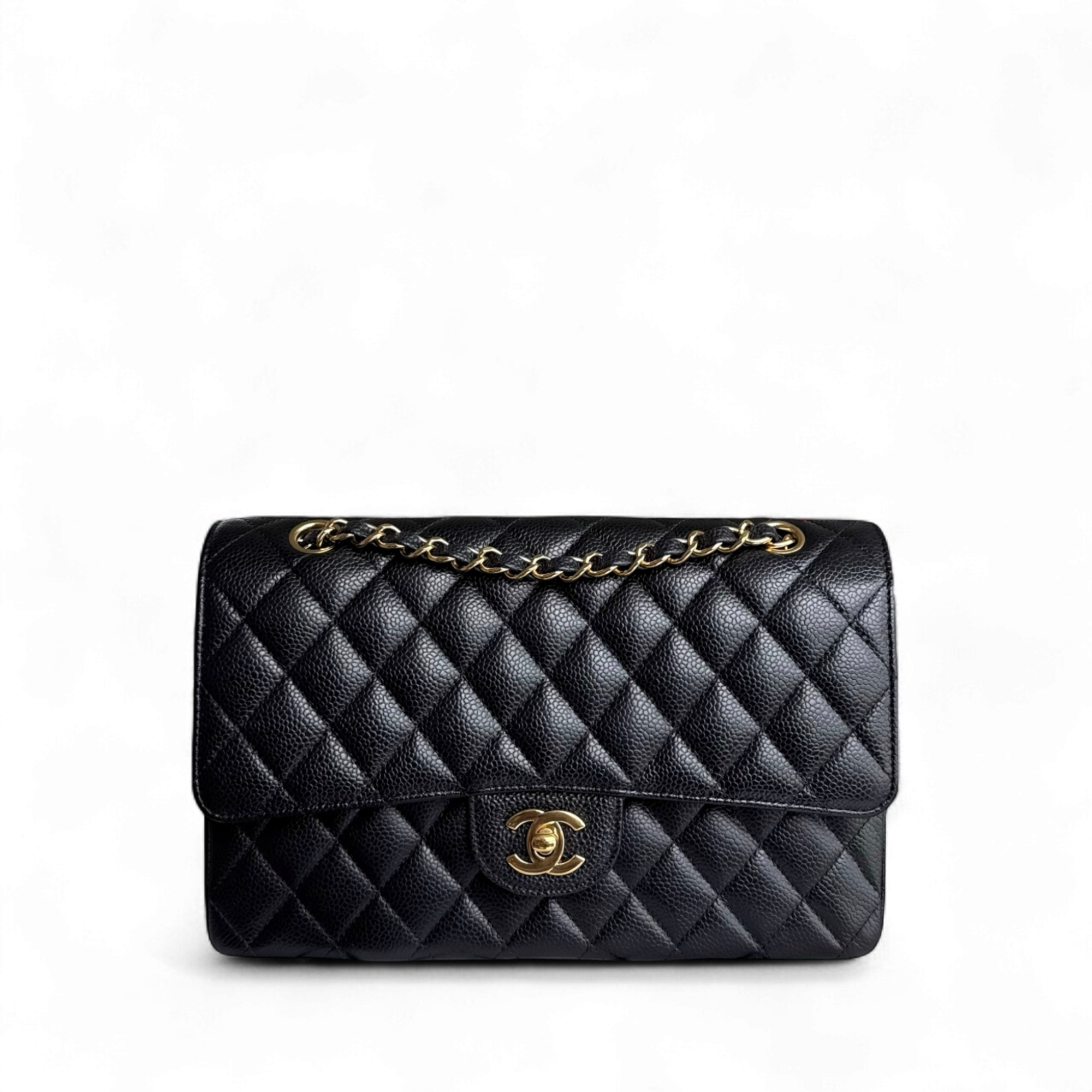 Chanel Classic Flap Medium - Caviar 25CM Quilted Black Gold Hardware Series 19