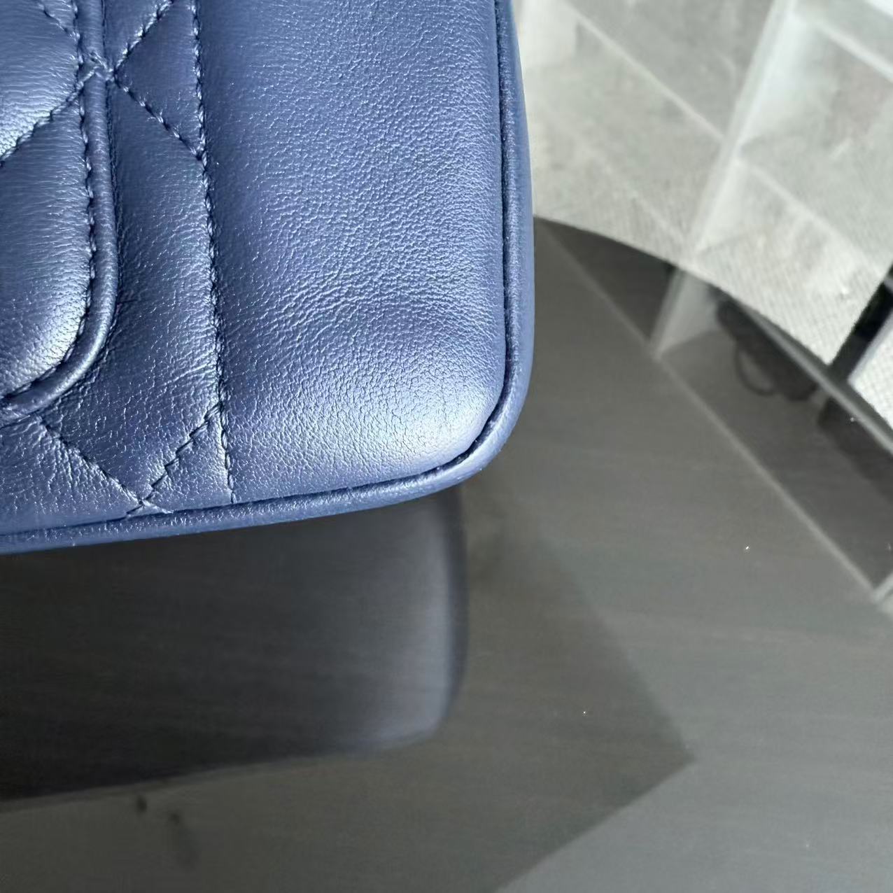 *Rare 2015 Re-issue* Chanel Diana - 28CM Quilted Lambskin Dark Blue Gold Hardware Series 20