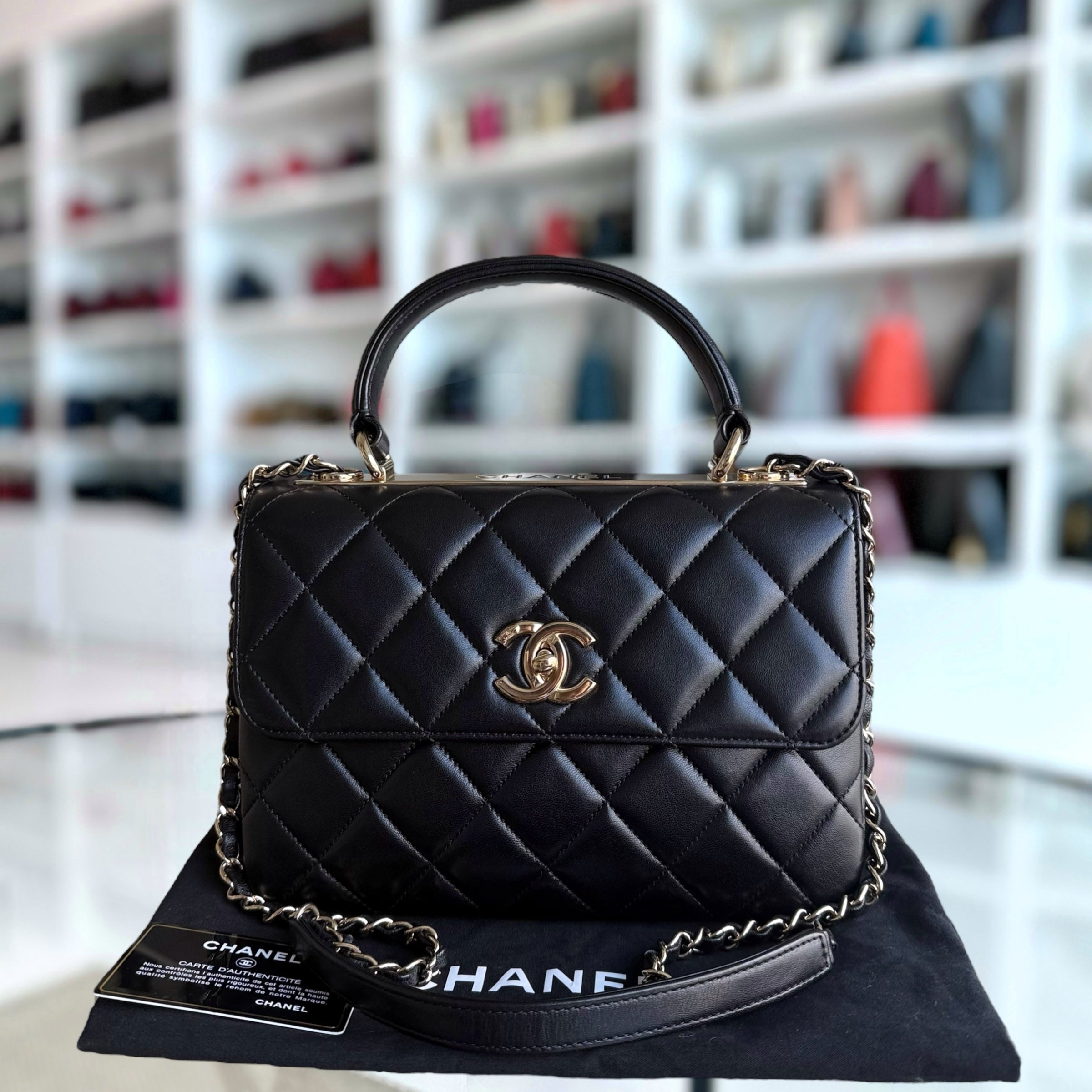 Chanel Trendy CC Small - Quilted Lambskin Black Gold Hardware Series 23
