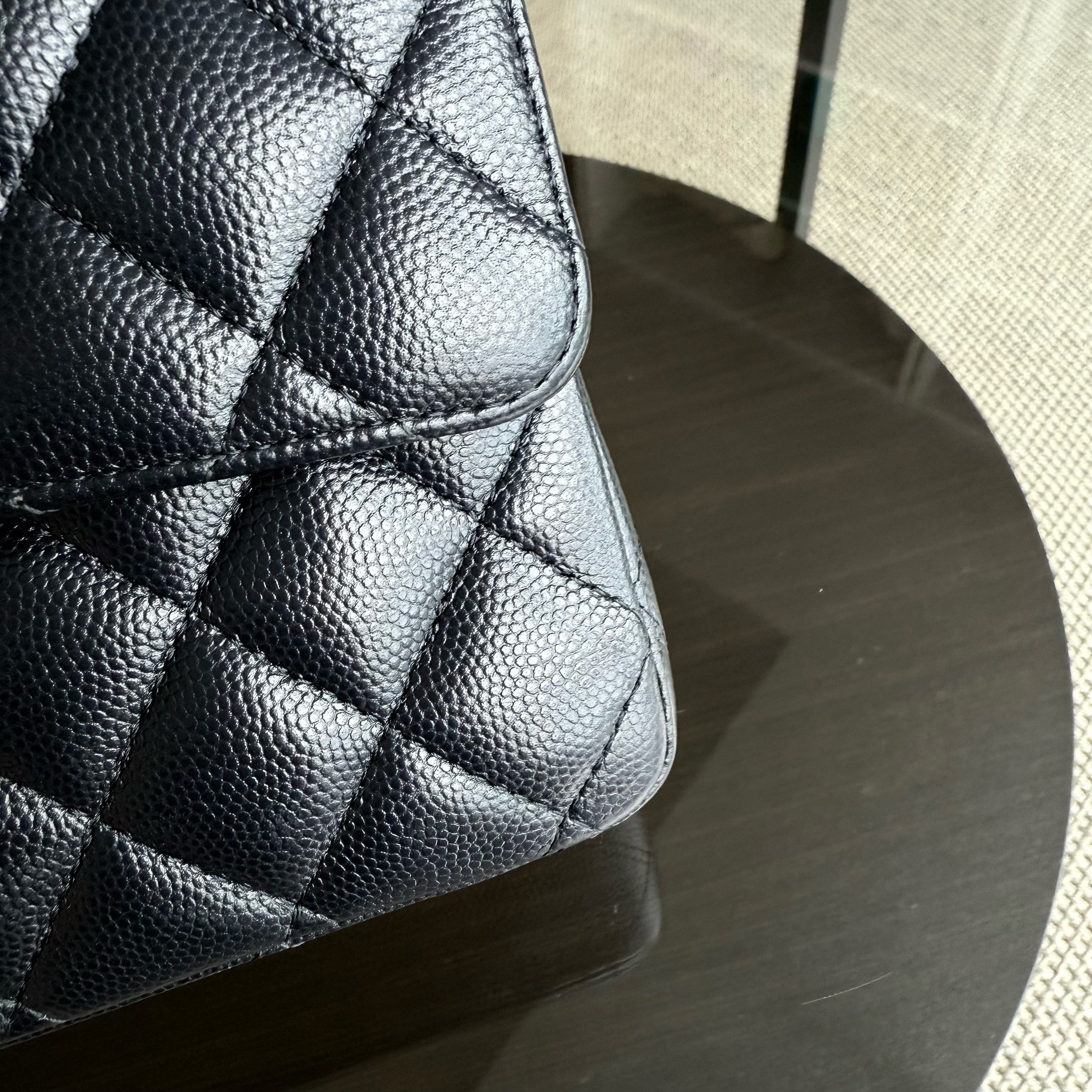 Chanel Classic Flap Medium - Caviar 25CM Quilted Mid-night Dark Blue Gold Hardware Series 28
