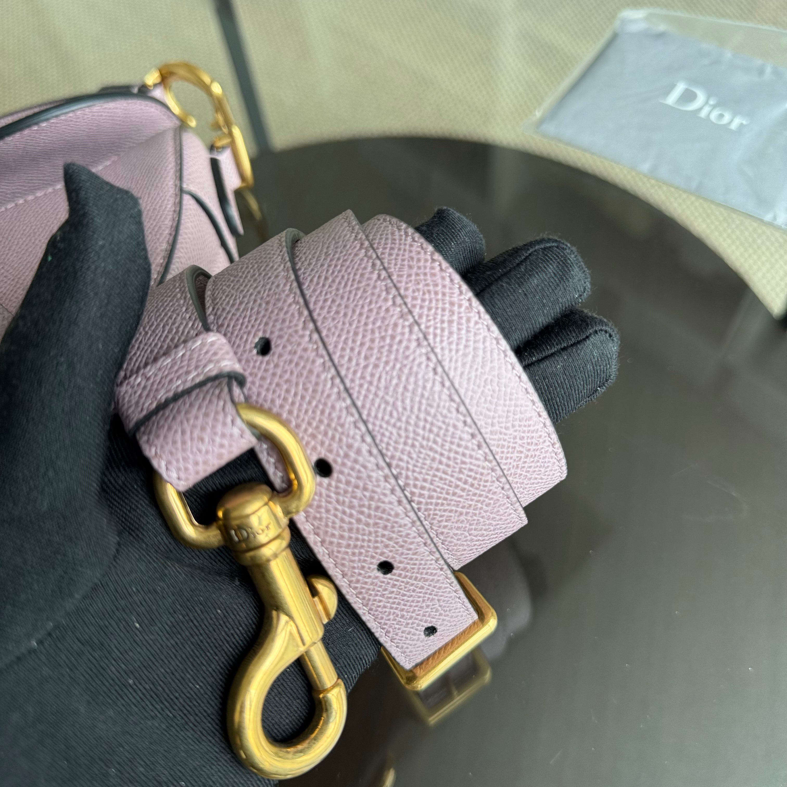 Dior Saddle Small - Grained Calfskin Adjustable Starp Nude Pink Gold Hardware