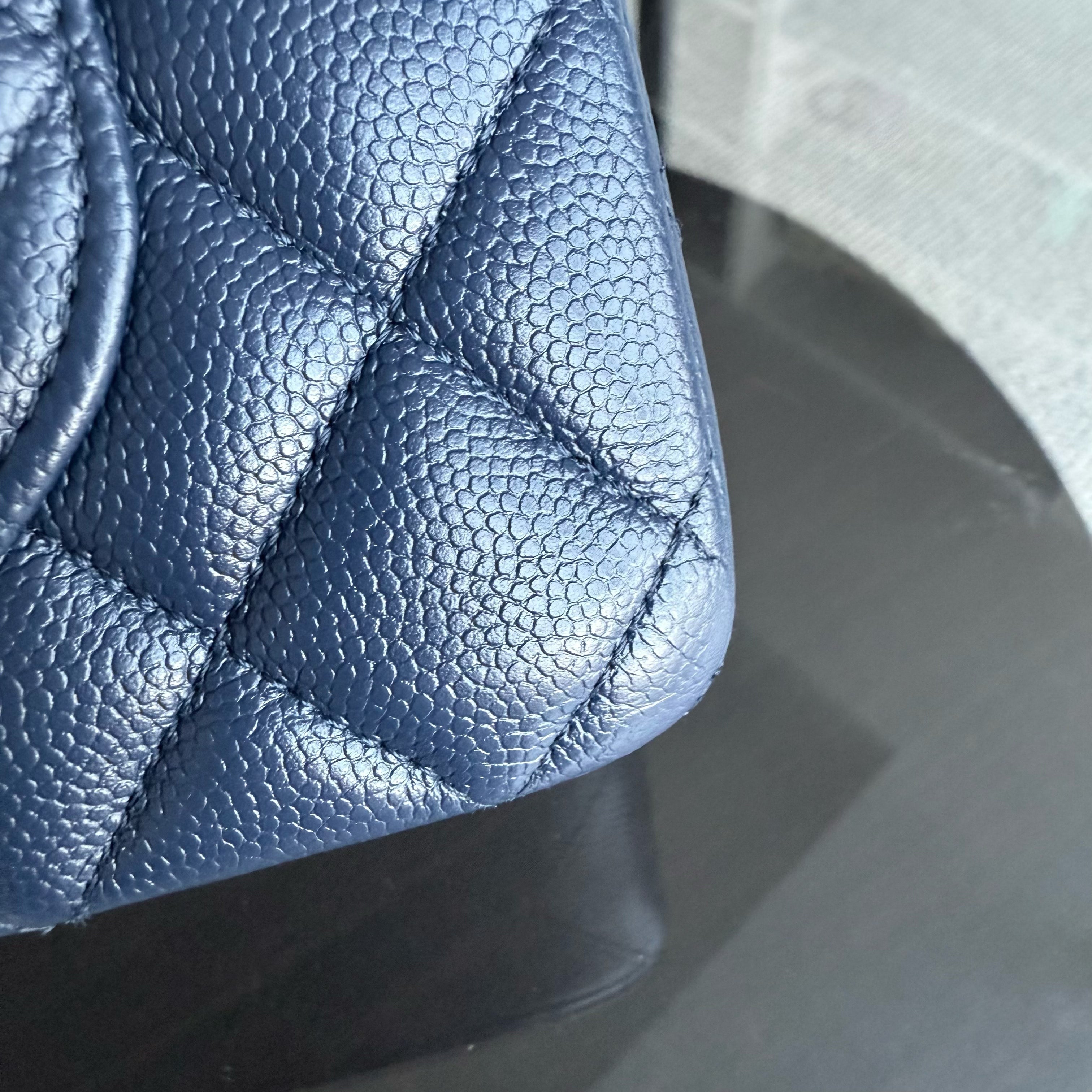 Chanel Classic Flap Small - Caviar 23CM Quilted Dark Blue Gold Hardware Series 24