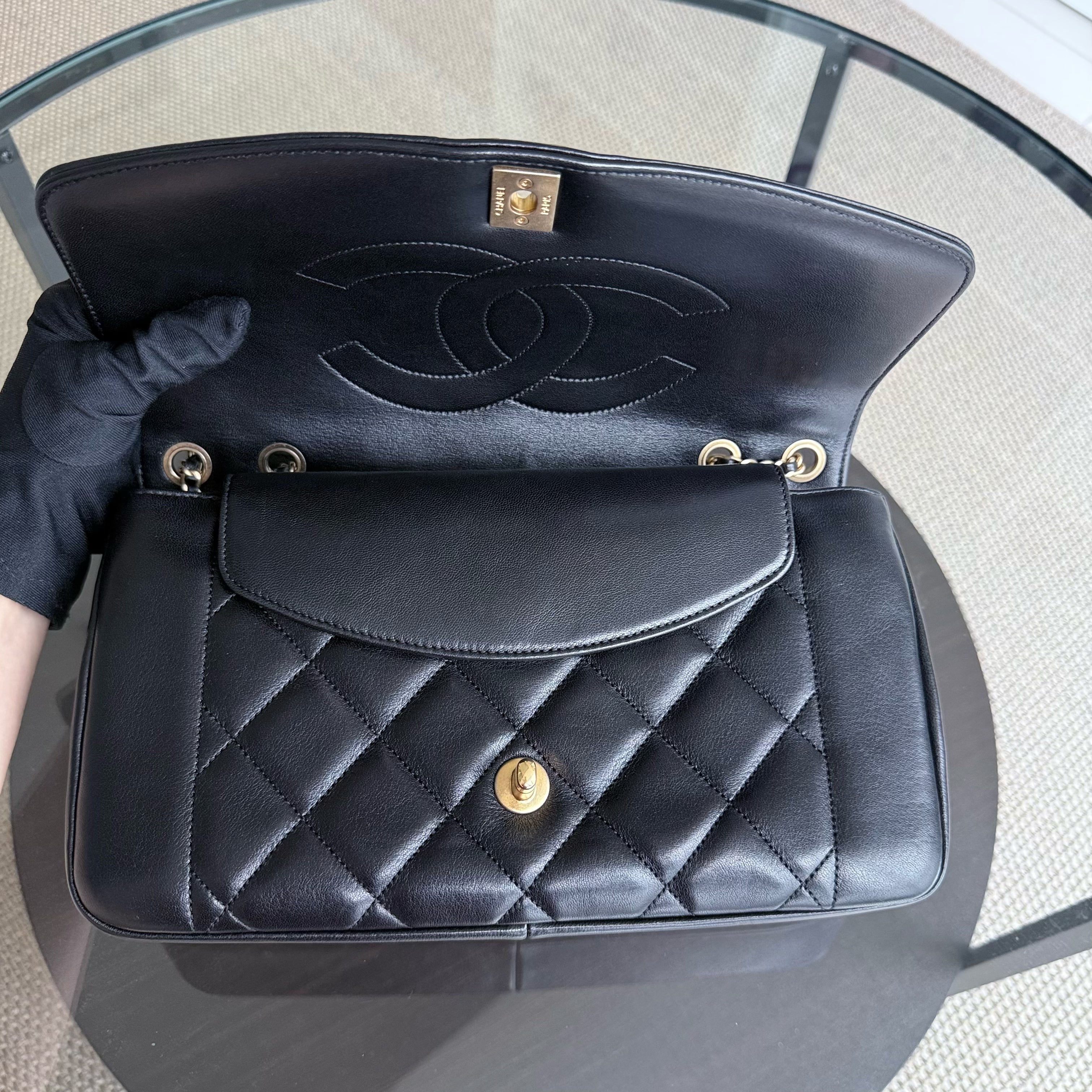 Chanel Diana Reissue - Quilted Lambskin 28CM Black Gold Hardware Series 20