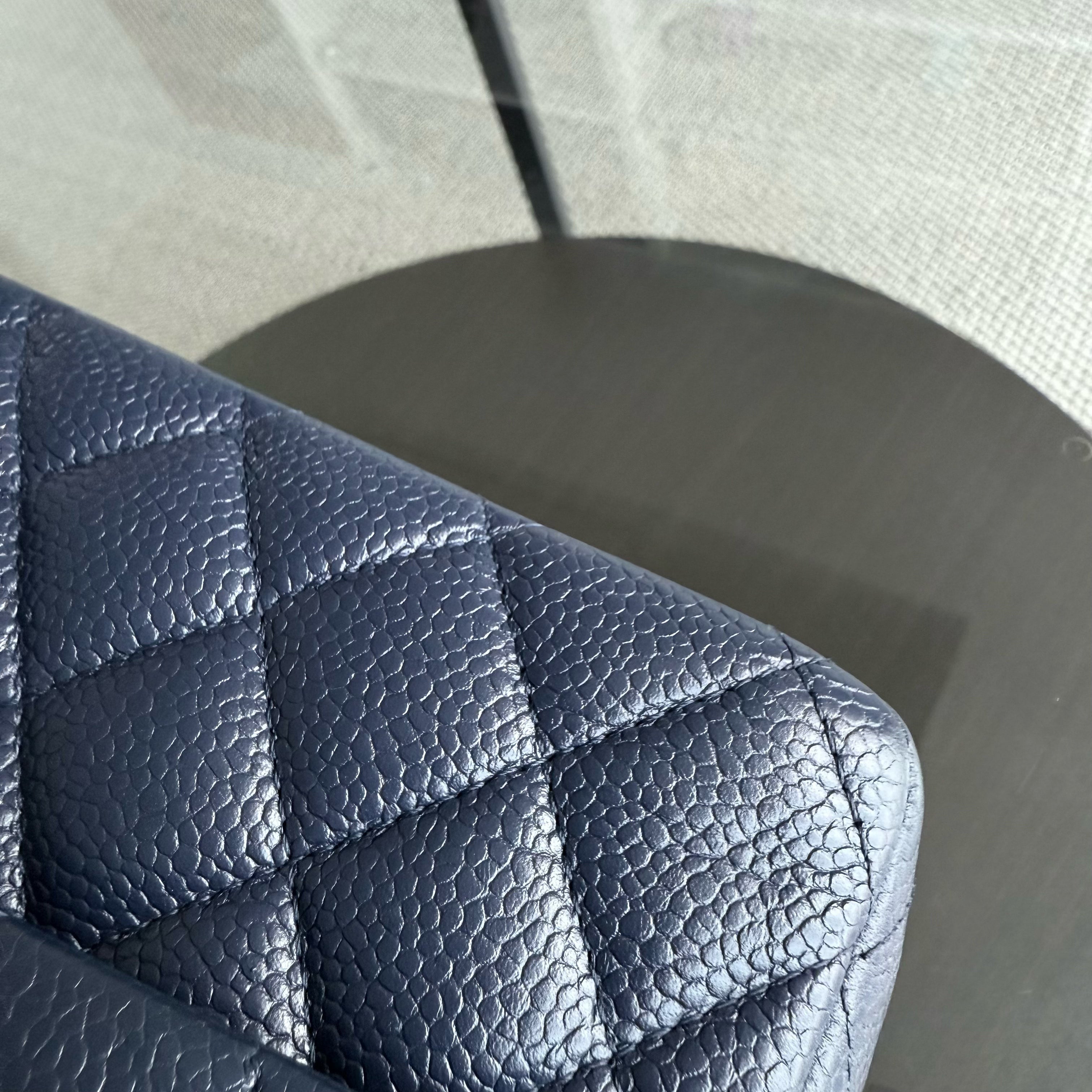 Chanel Classic Flap Medium - Caviar 25CM Quilted Dark Blue Silver Hardware Series 19