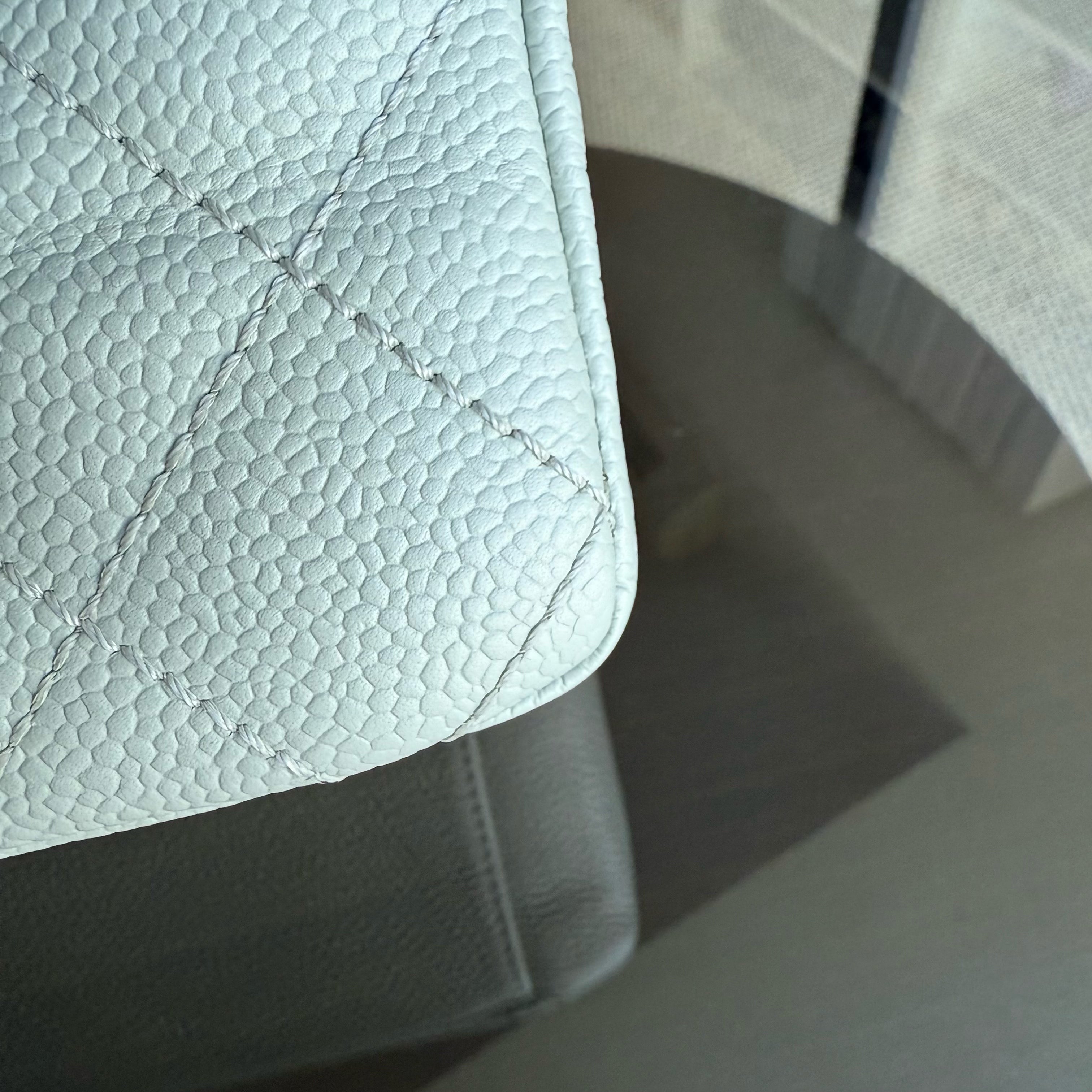 Chanel PST Petite Shopping Tote - Caviar Quilted Light Mint Cyan Silver Hardware