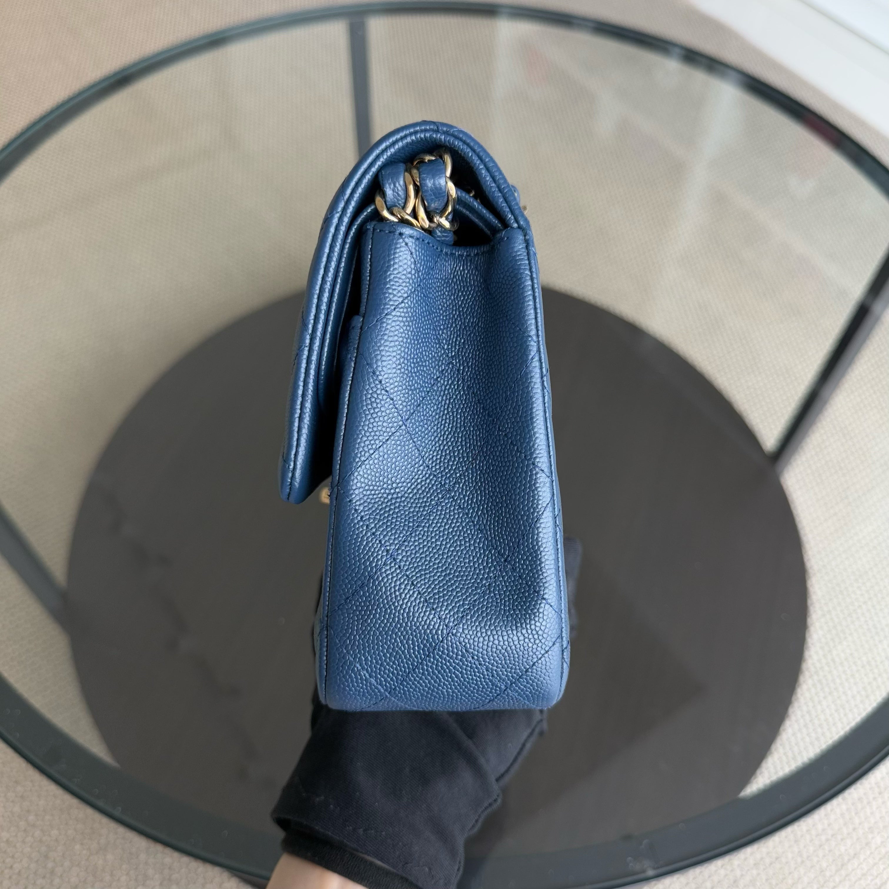 Chanel Classic Flap Medium - Caviar 25CM Quilted Dark Blue Gold Hardware Series 27
