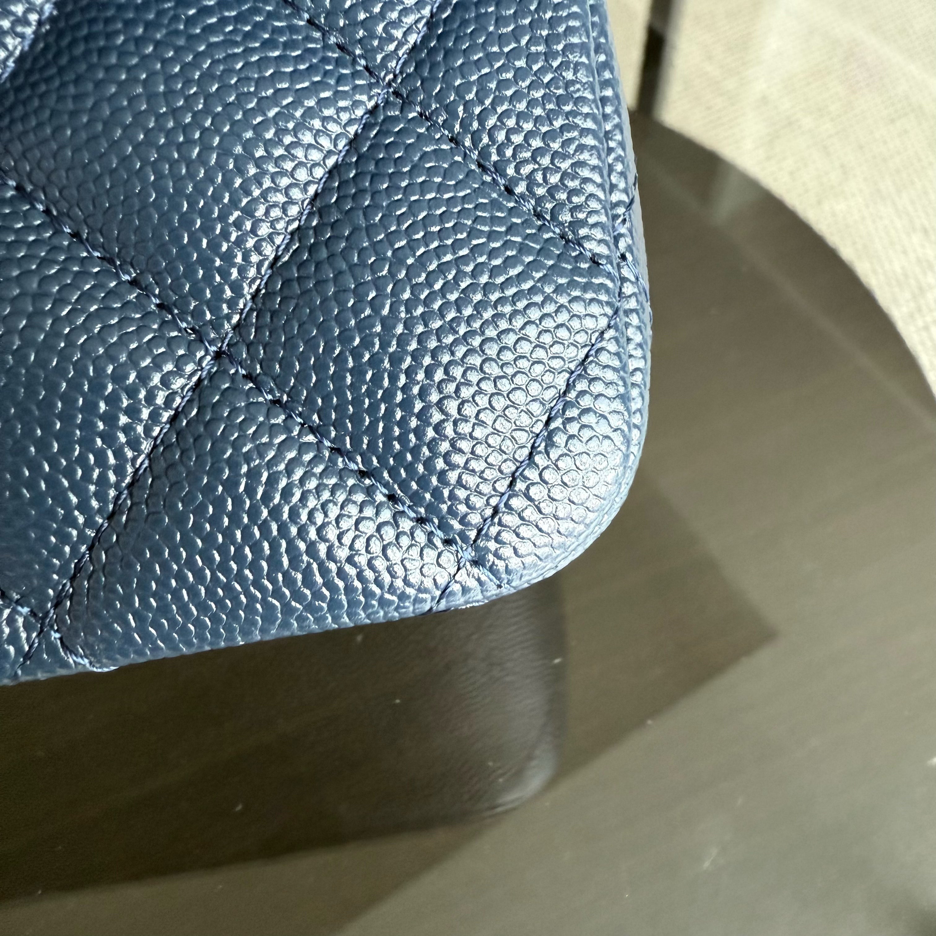 Chanel Classic Flap Medium - Caviar 25CM Quilted Dark Blue Light Gold Hardware Series 27