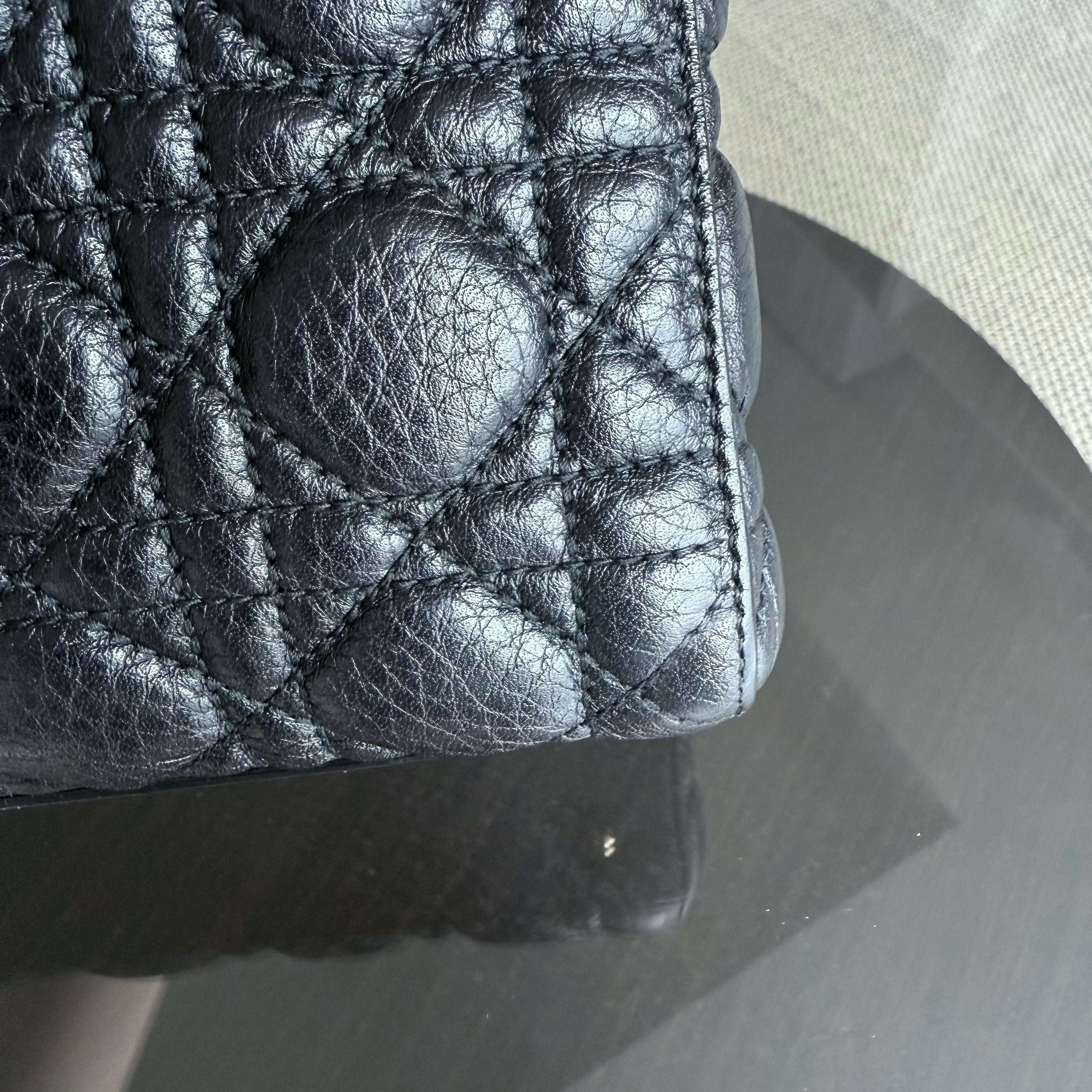 Dior Lady Medium Flap - Cannage Grained Calfskin Black Gold Hardware