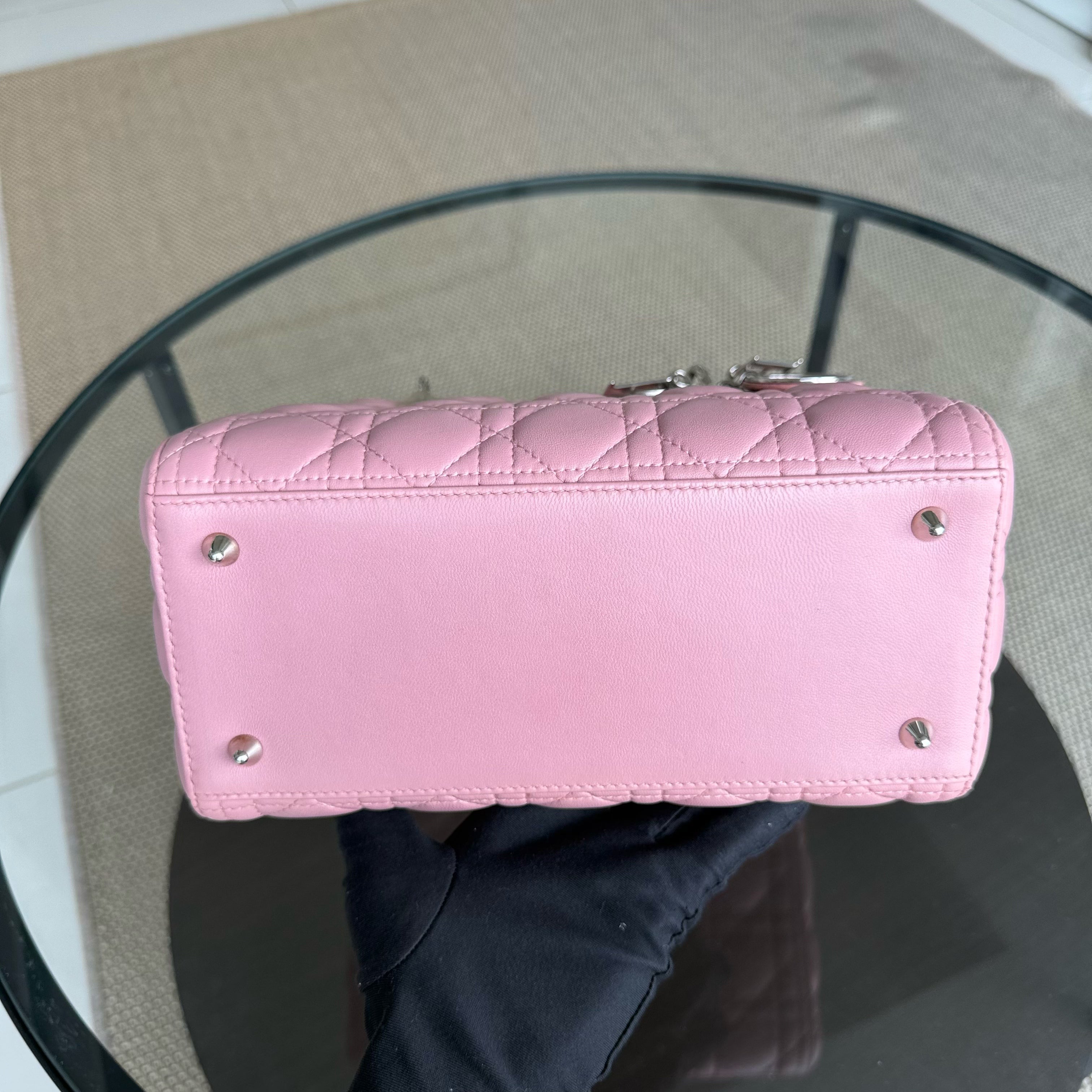 Dior Lady Medium - Cannage Lambskin Pink Silver Hardware