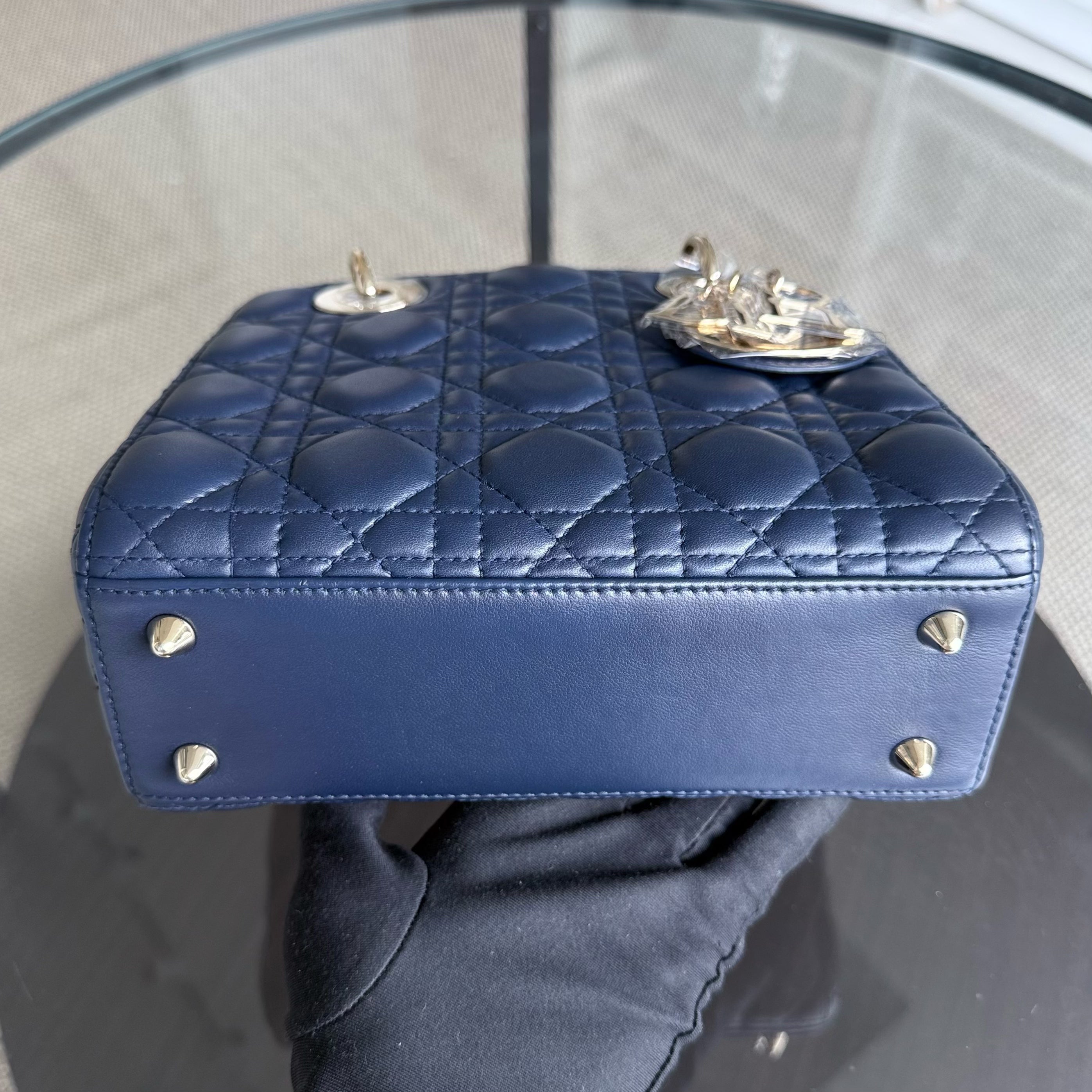 Dior Lady Small - Cannage Lambskin Dark Blue Gold Hardware
