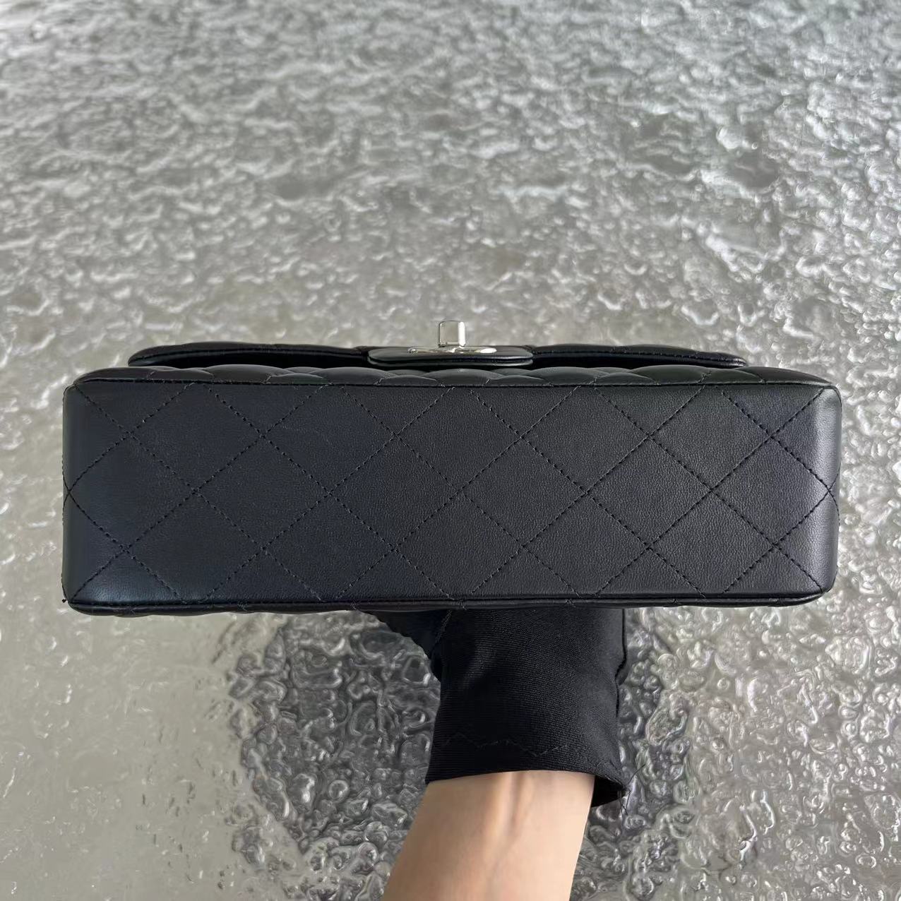 *2019 Receipt* Chanel Small Classic Flap Double Flap 23CM Quilted Lambskin Black Silver Hardware Series 27 - Luxury Evermore