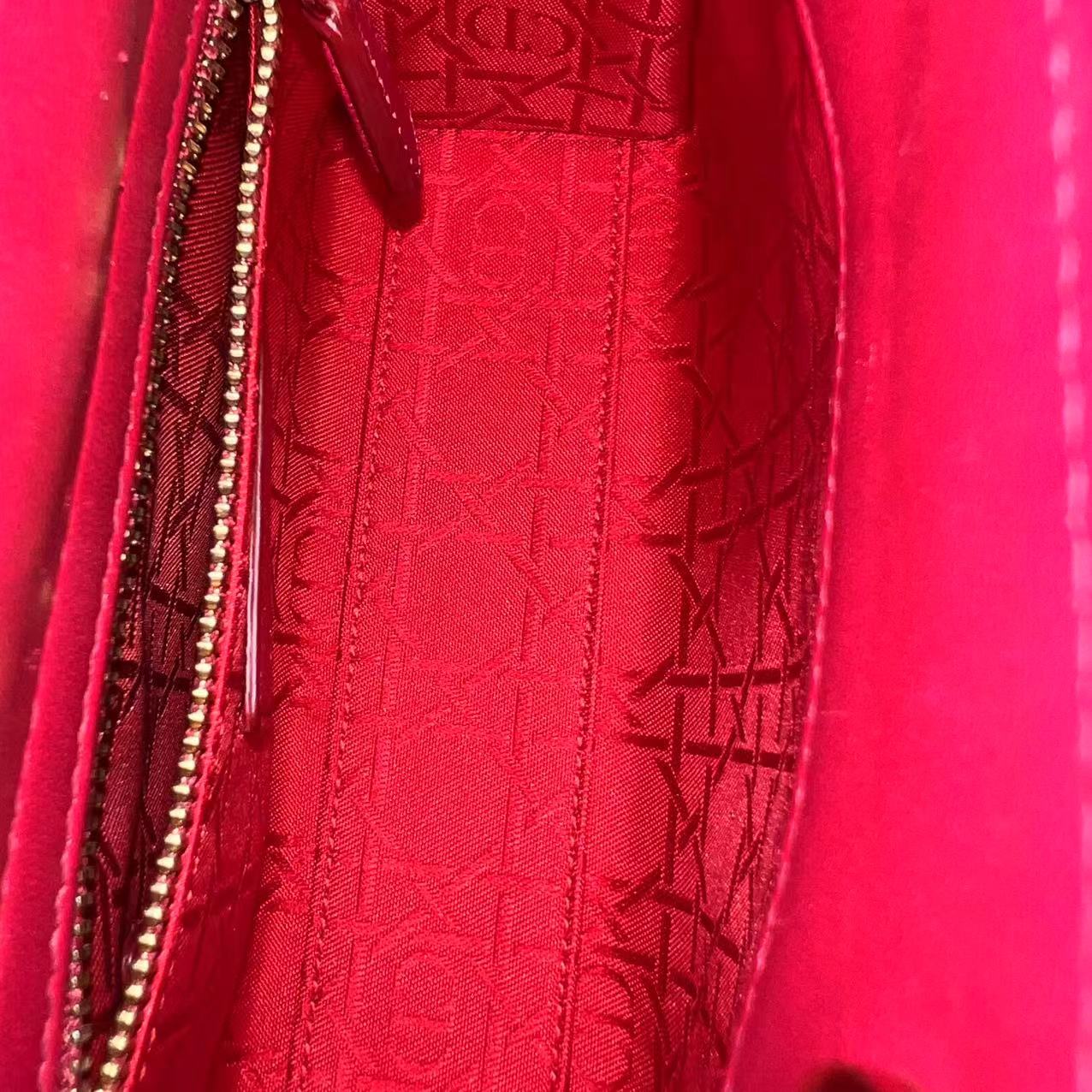 *2020, Chain strap* Dior Lady Mini Cannage Lambskin Burgundy Red Golden Hardware - Luxury Evermore
