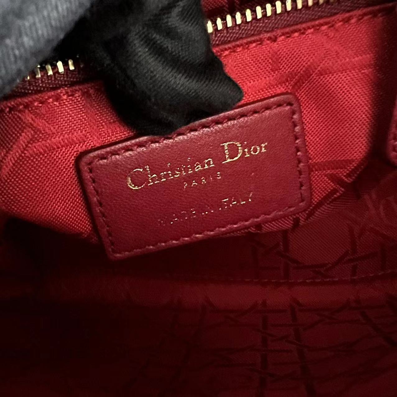 *2020, Chain strap* Dior Lady Mini Cannage Lambskin Burgundy Red Golden Hardware - Luxury Evermore