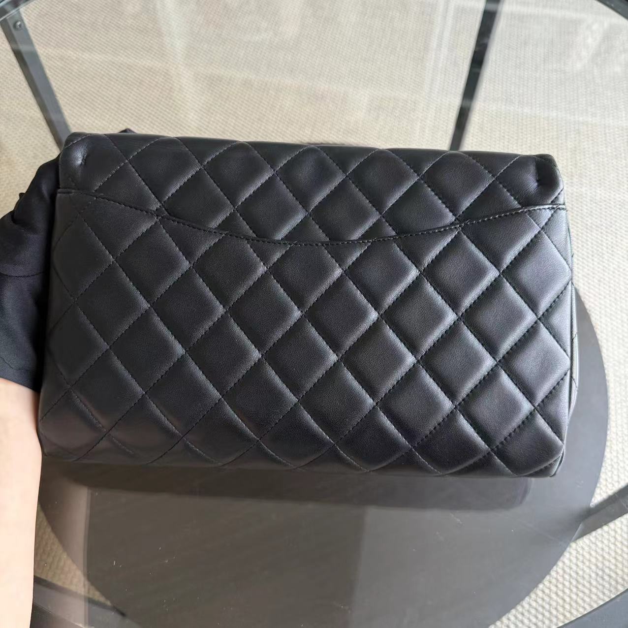 Chanel Timeless Flap - Single Flap Clutch Quilted Lambskin Black Silver Hardware Series 17