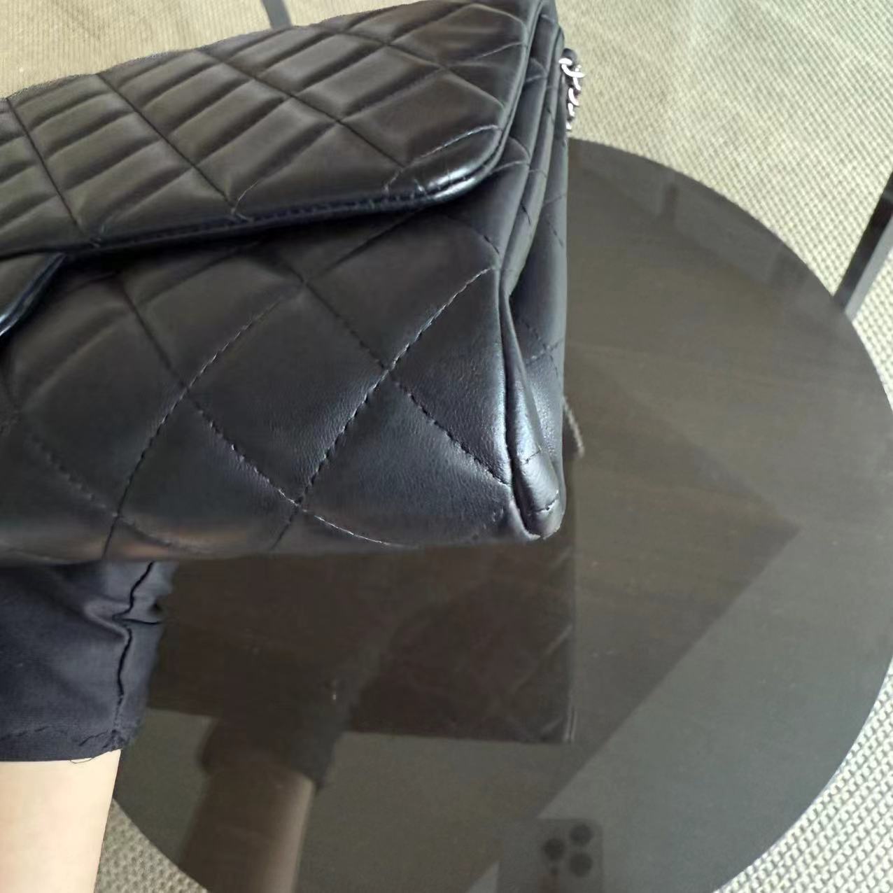 Chanel Timeless Flap - Single Flap Clutch Quilted Lambskin Black Silver Hardware Series 17