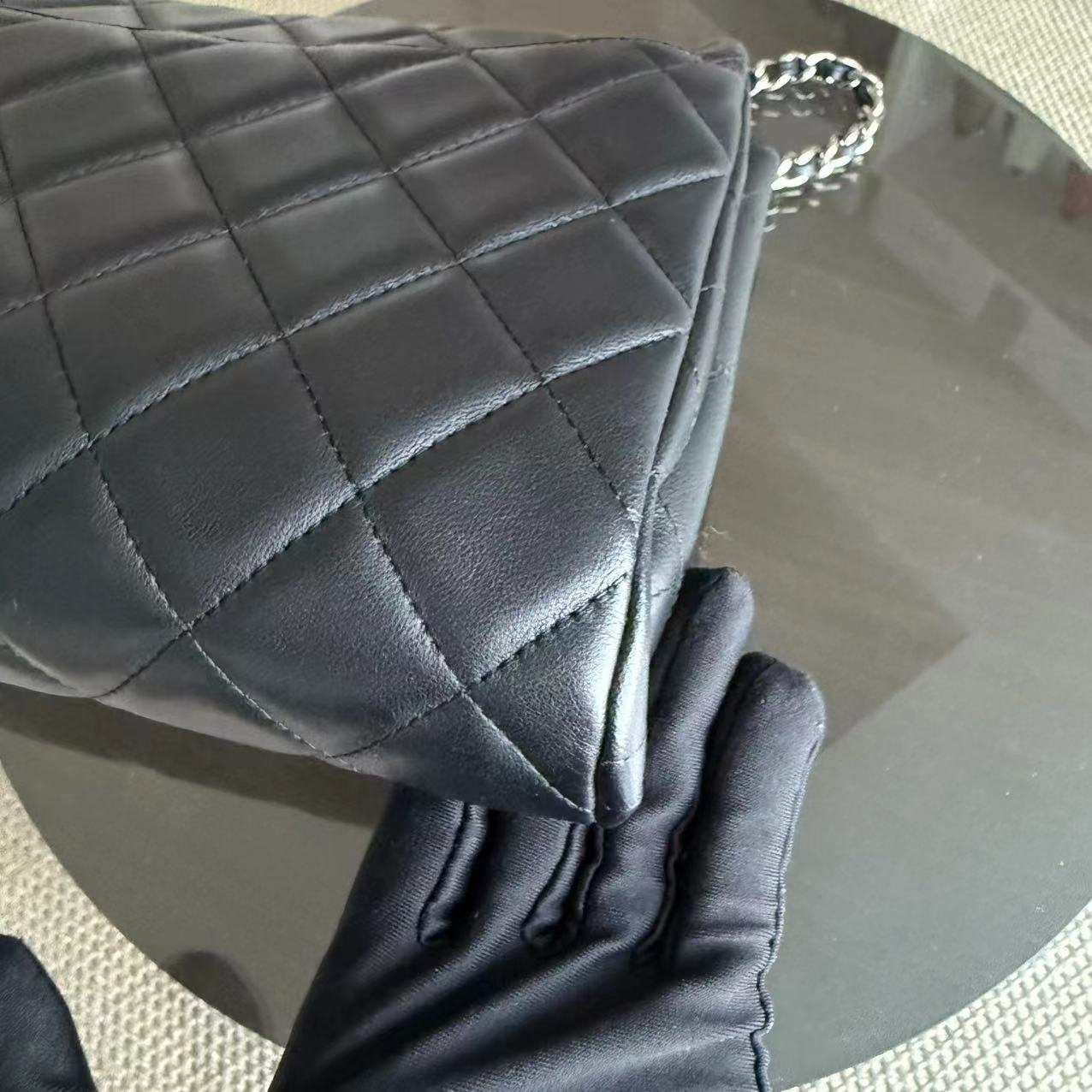Chanel Timeless Flap - Single Flap Clutch Quilted Lambskin Black Silver Hardware Series 17