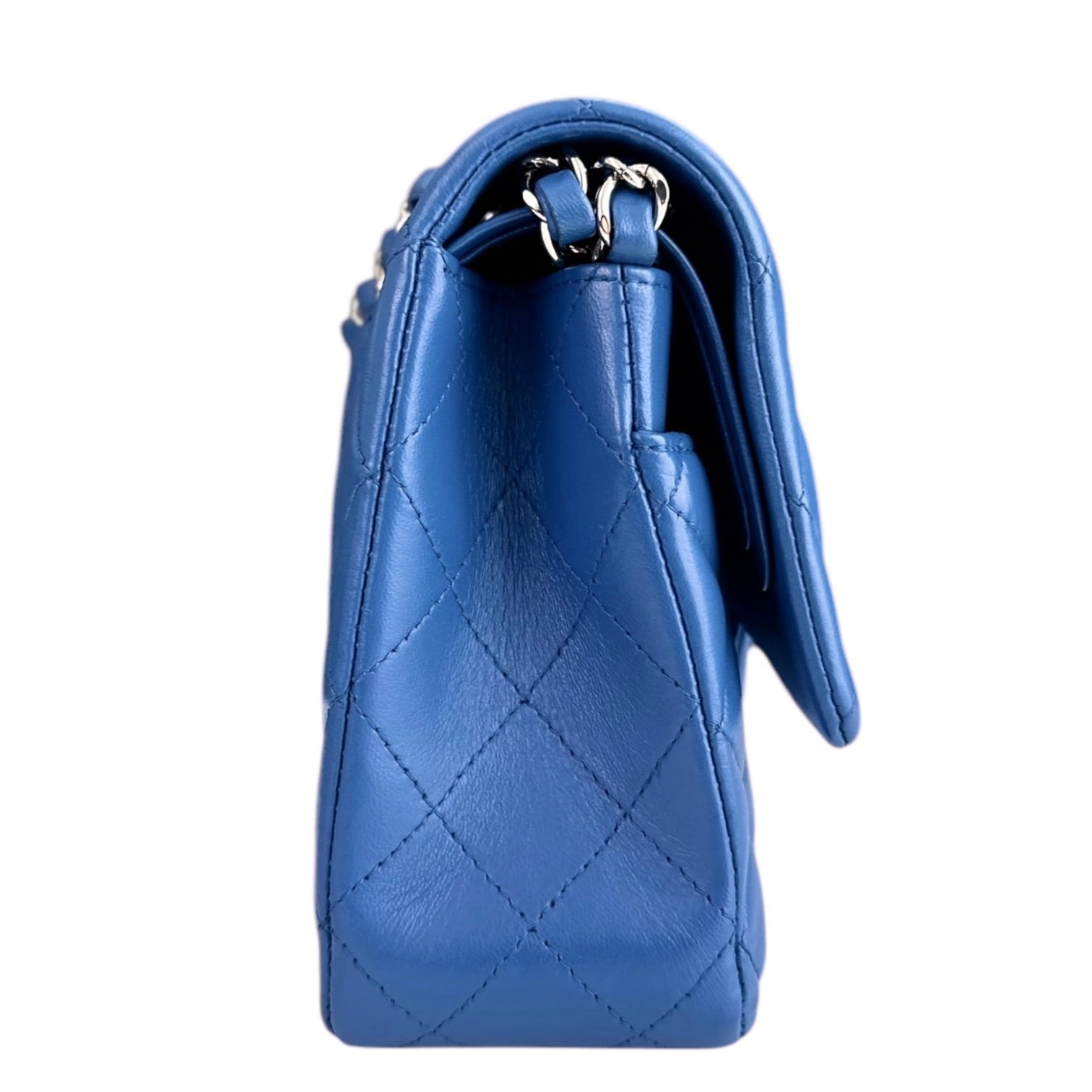 Chanel Classic Flap Medium - 25CM Quilted Lambskin Blue Silver Hardware Series 22