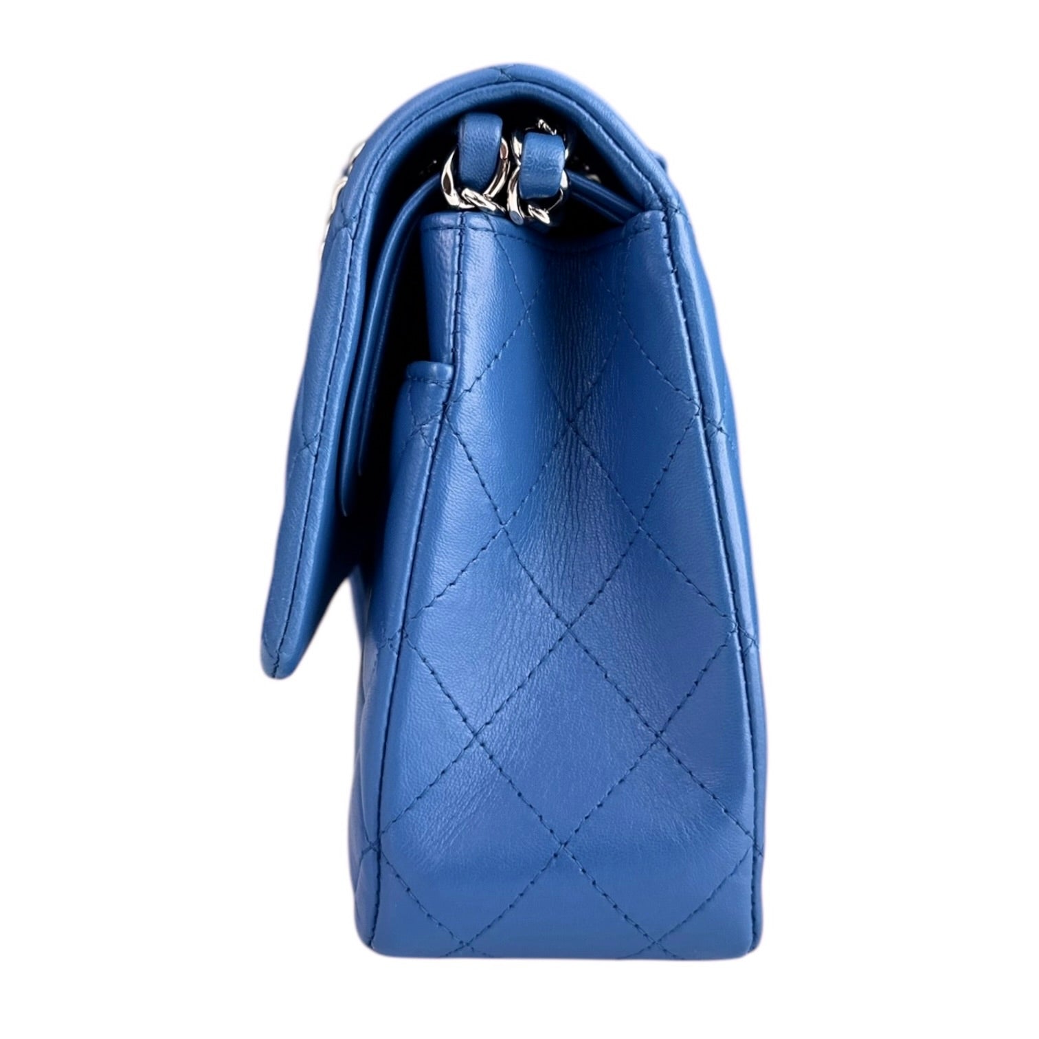 Chanel Classic Flap Medium - 25CM Quilted Lambskin Blue Silver Hardware Series 22