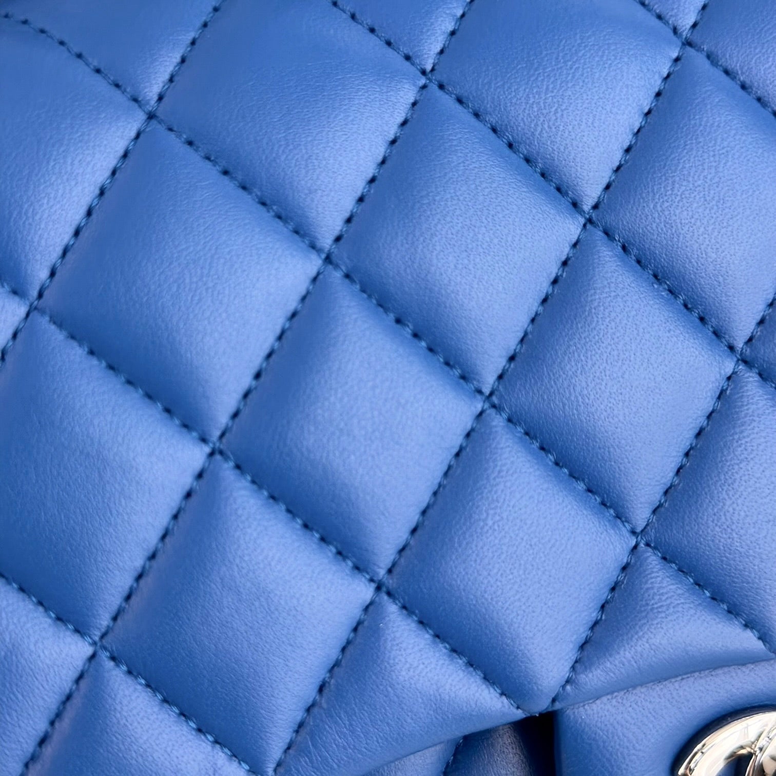 Chanel Classic Flap Medium - 25CM Quilted Lambskin Blue Silver Hardware Series 22