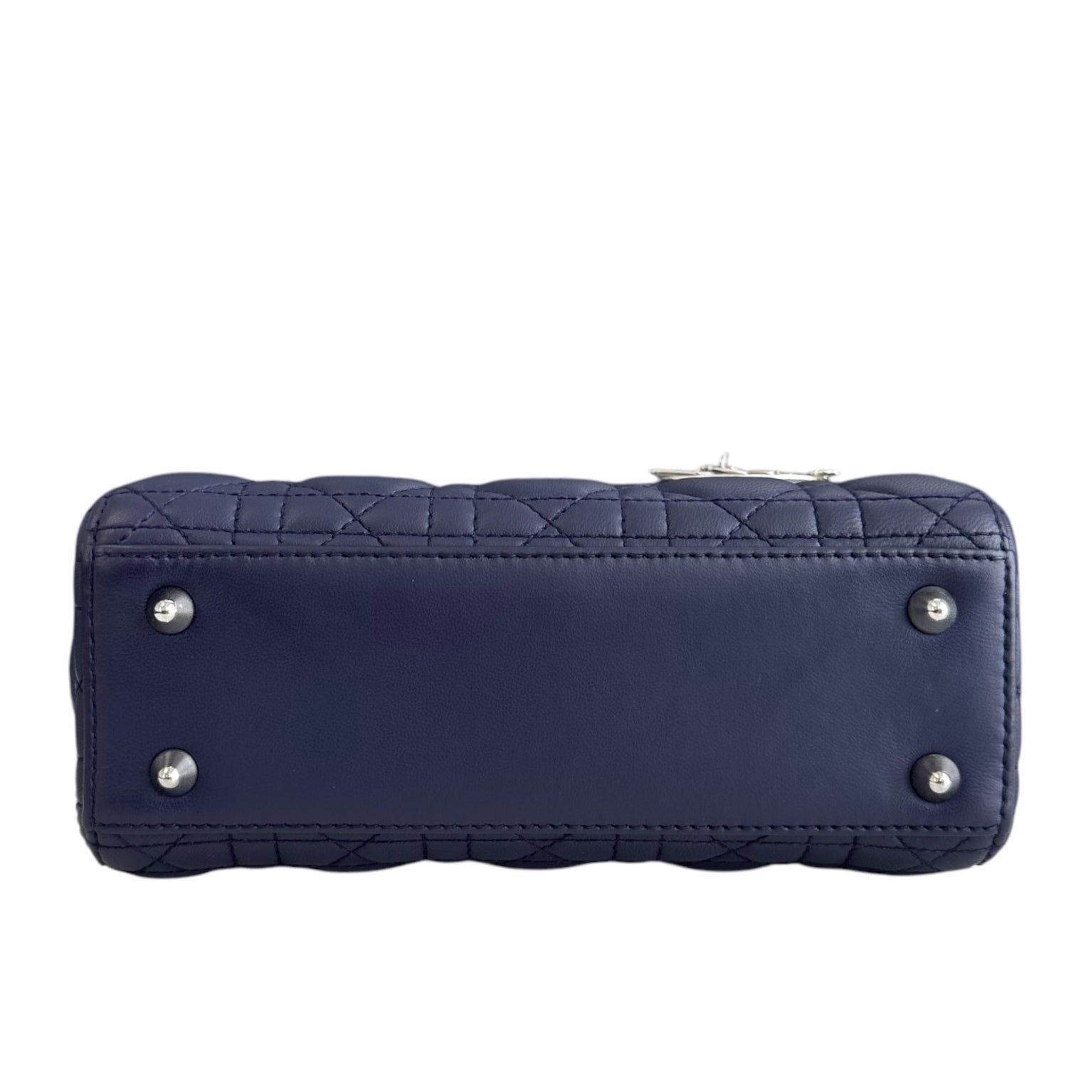 Dior Lady Small - Cannage Lambskin Dark Blue Silver Hardware