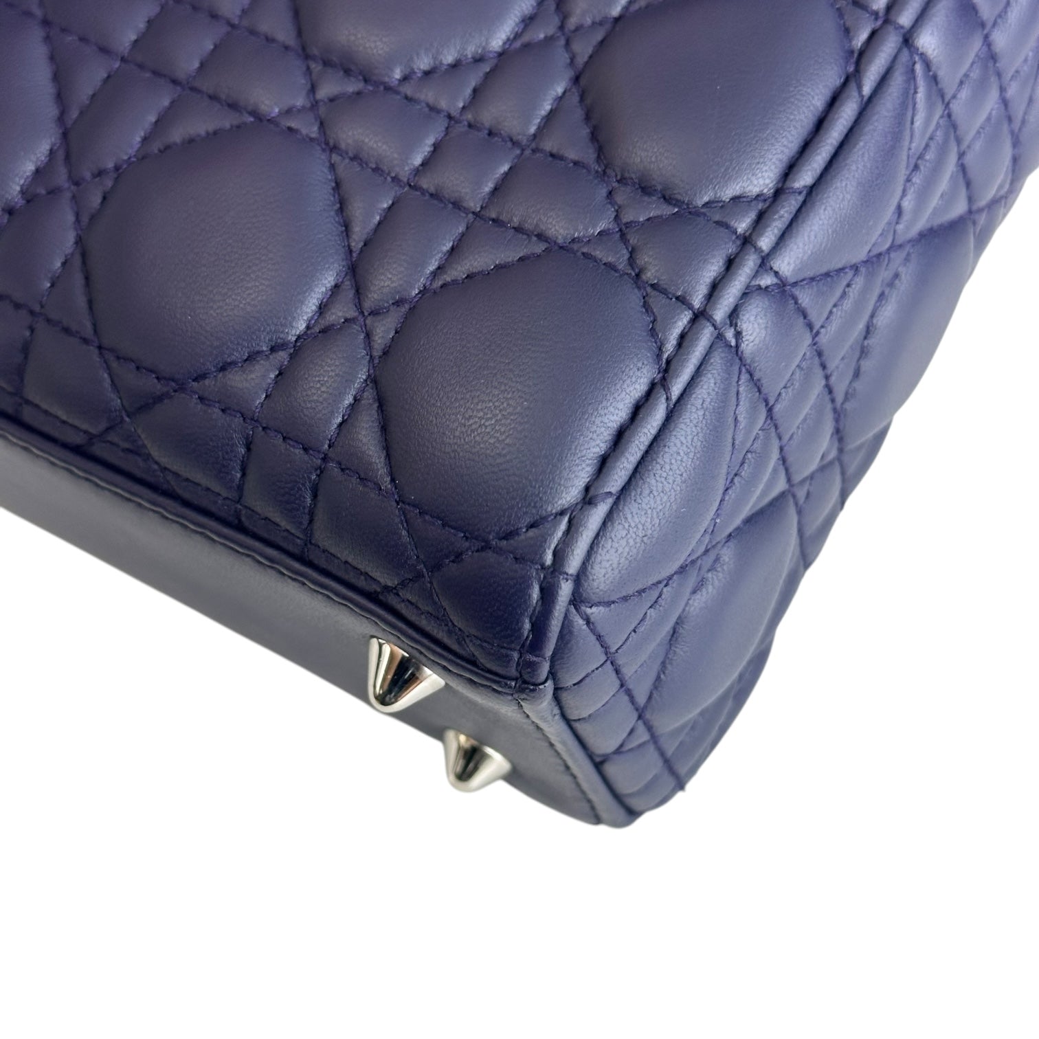 Dior Lady Small - Cannage Lambskin Dark Blue Silver Hardware
