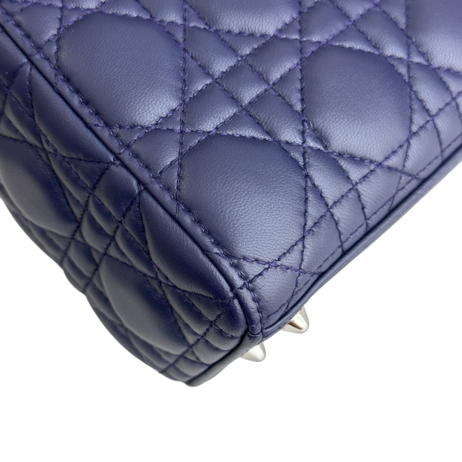 Dior Lady Small - Cannage Lambskin Dark Blue Silver Hardware