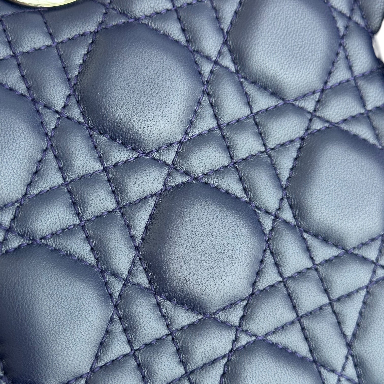 Dior Lady Small - Cannage Lambskin Dark Blue Silver Hardware