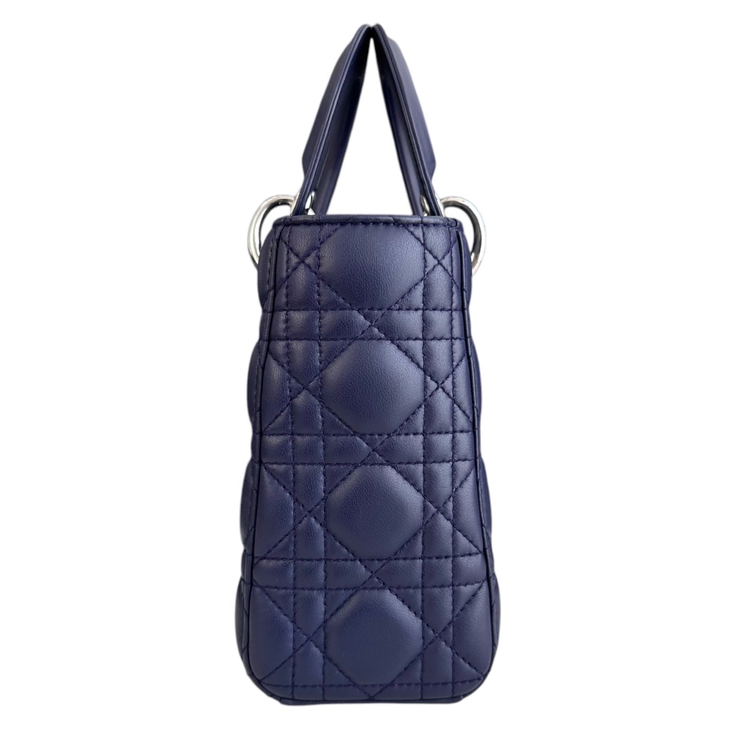 Dior Lady Small - Cannage Lambskin Dark Blue Silver Hardware