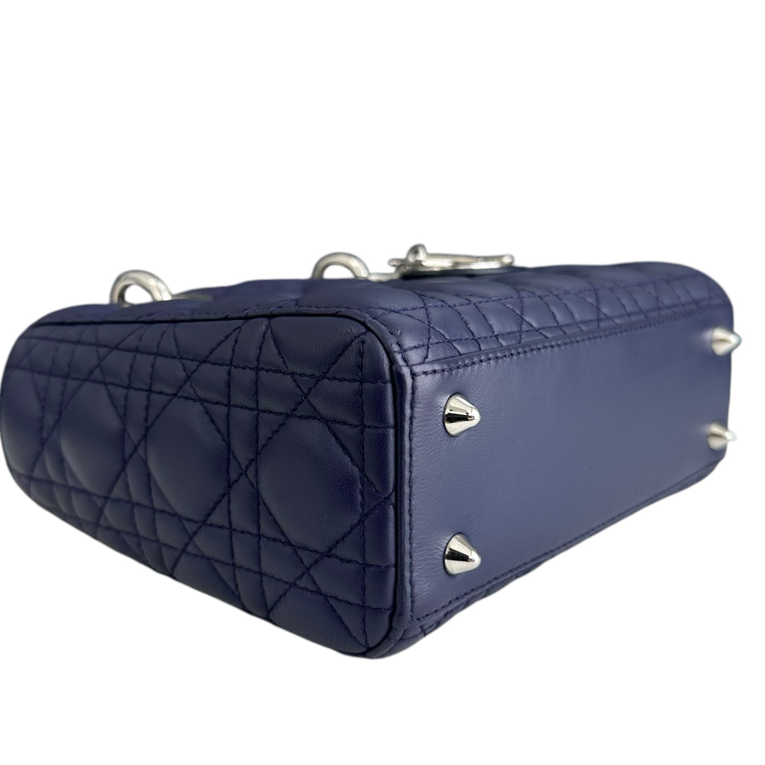 Dior Lady Small - Cannage Lambskin Dark Blue Silver Hardware