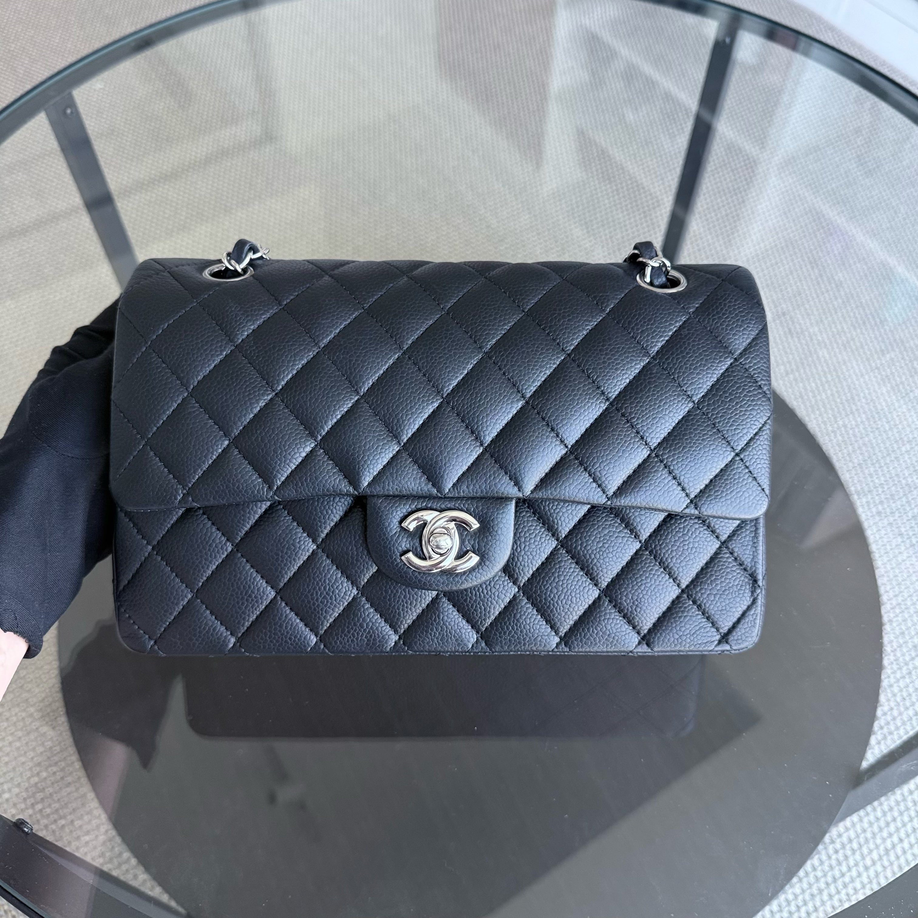 Chanel Classic Flap Medium - Caviar 25CM Quilted Black Silver Hardware Series 14