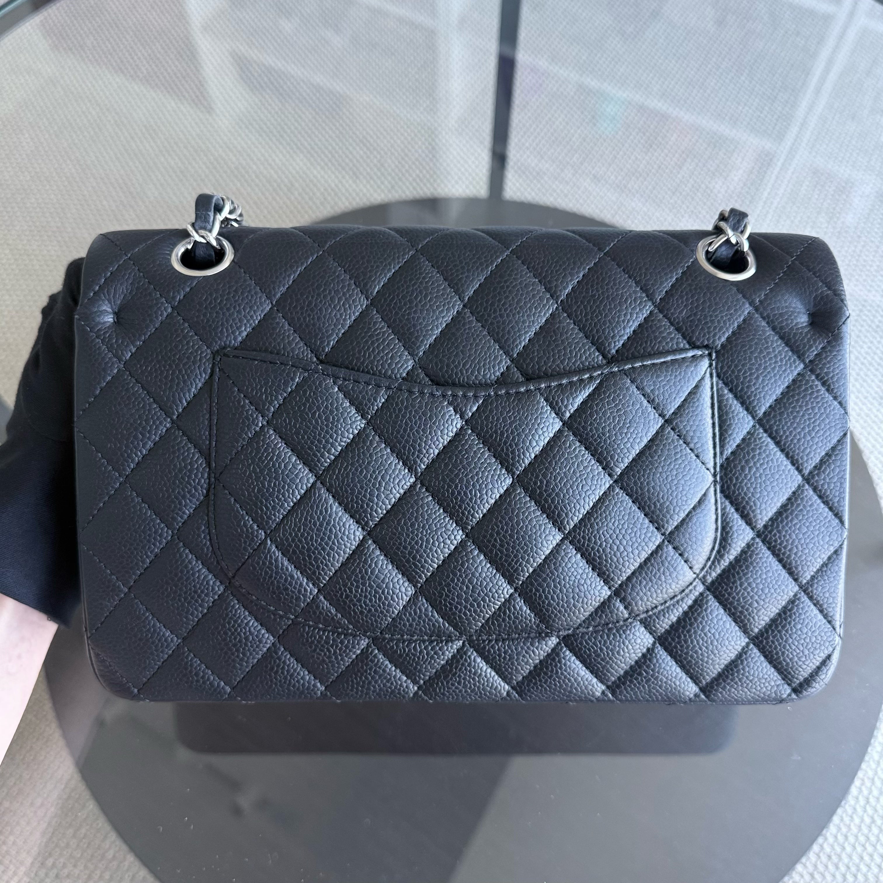 Chanel Classic Flap Medium - Caviar 25CM Quilted Black Silver Hardware Series 14