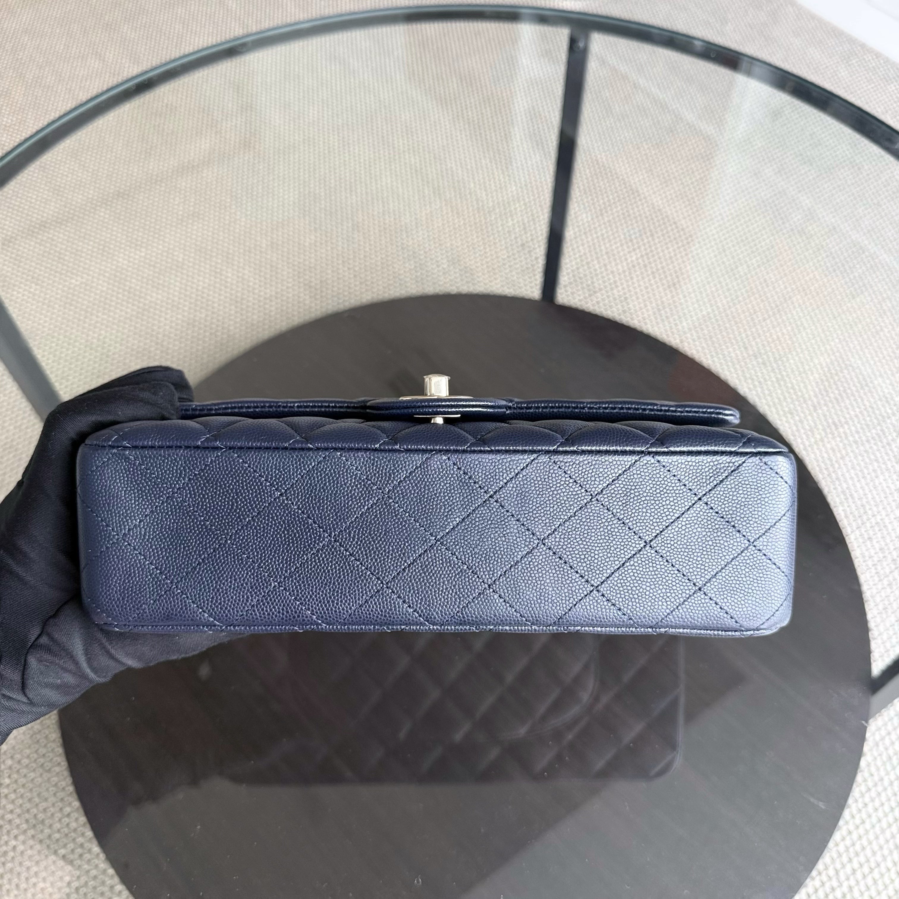 Chanel Classic Flap Medium - Caviar 25CM Quilted Grained Calfskin Dark Navy Blue Gold Hardware Series 31