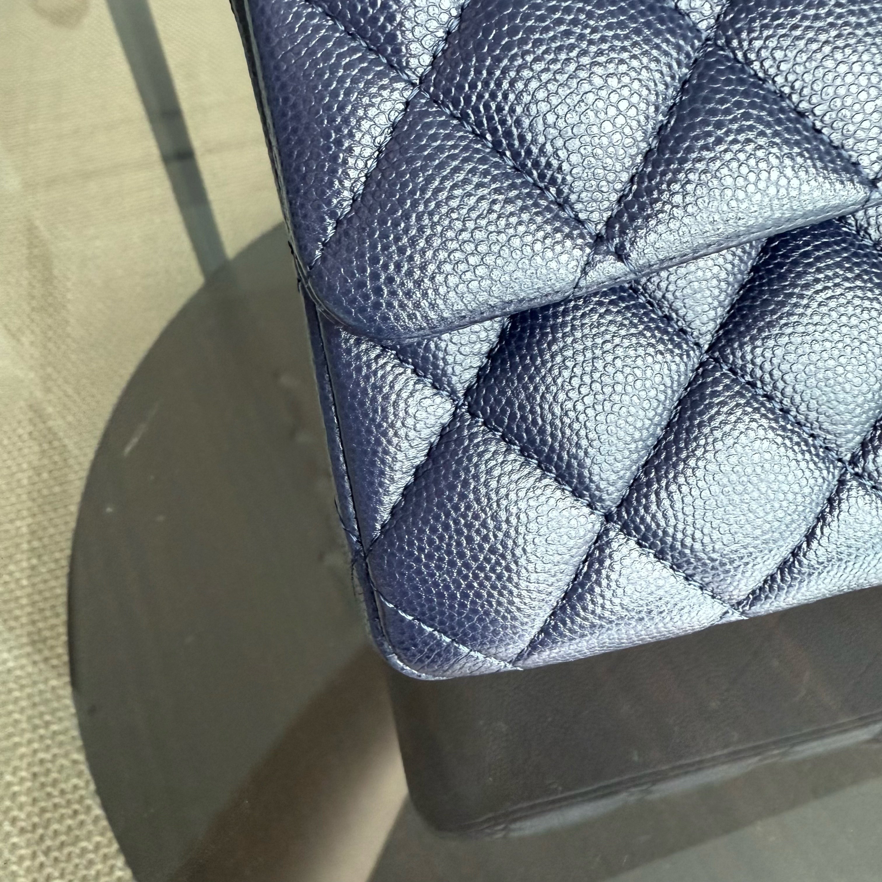 Chanel Classic Flap Medium - Caviar 25CM Quilted Grained Calfskin Dark Navy Blue Gold Hardware Series 31