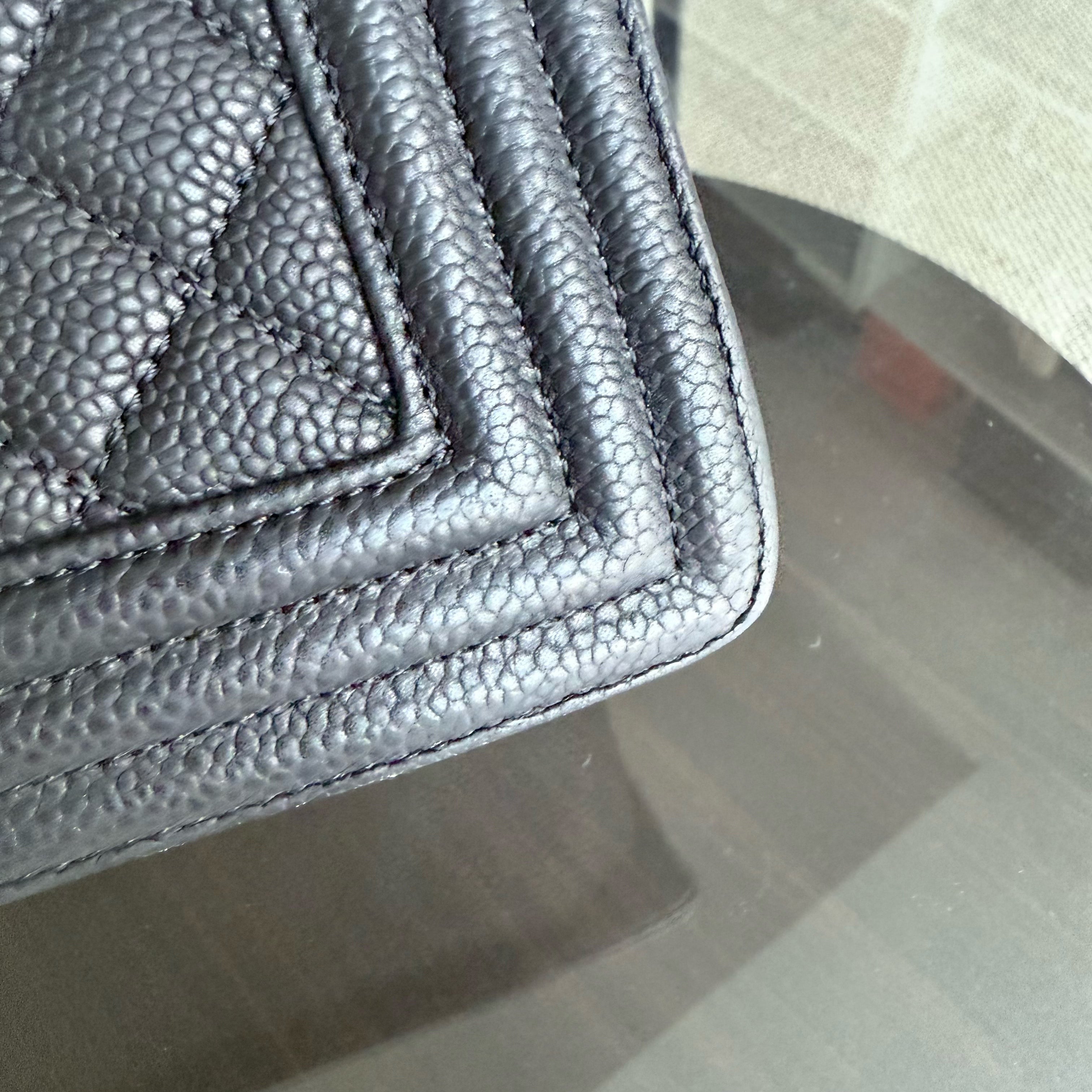 Chanel Boy Large - Caviar Quilted Grained Calfskin Black Silver Hardware Series 17