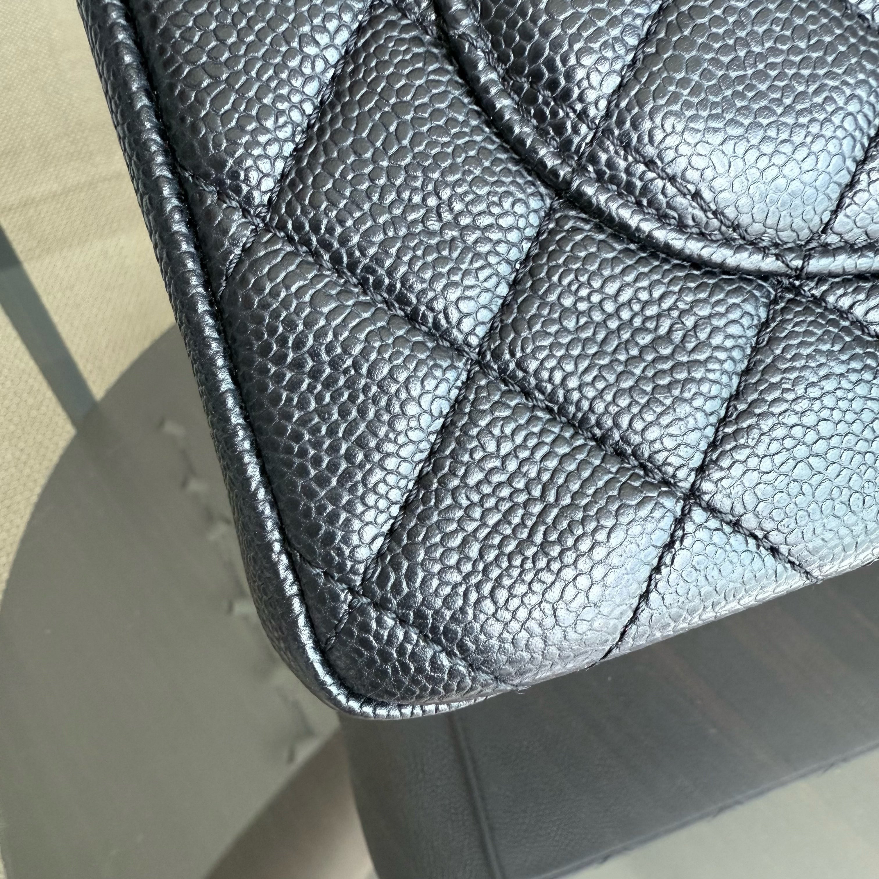 Chanel GST Grand Shopping Tote - Caviar Quilted Grained Calfskin Black Gold Hardware