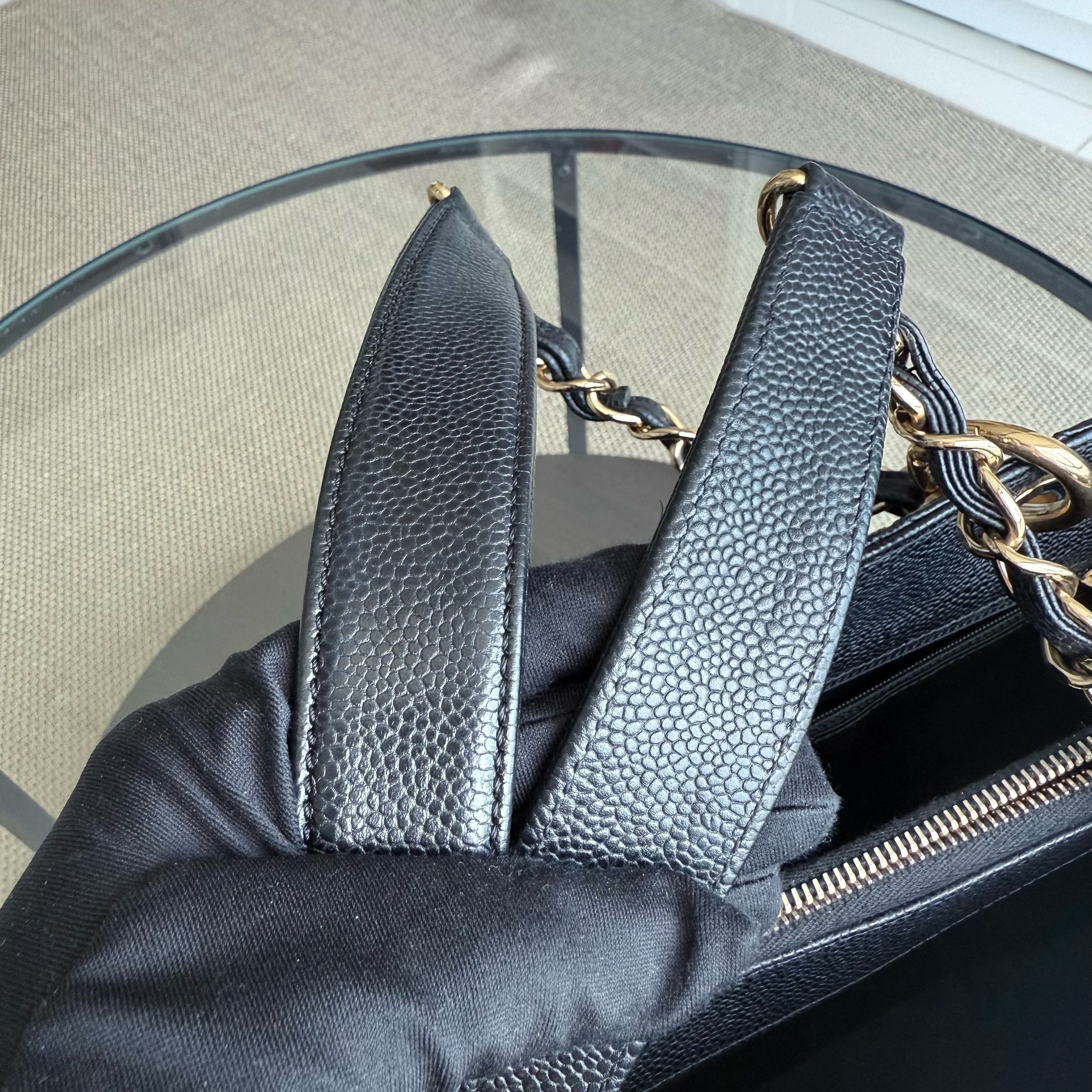 Chanel GST Grand Shopping Tote - Caviar Quilted Grained Calfskin Black Gold Hardware