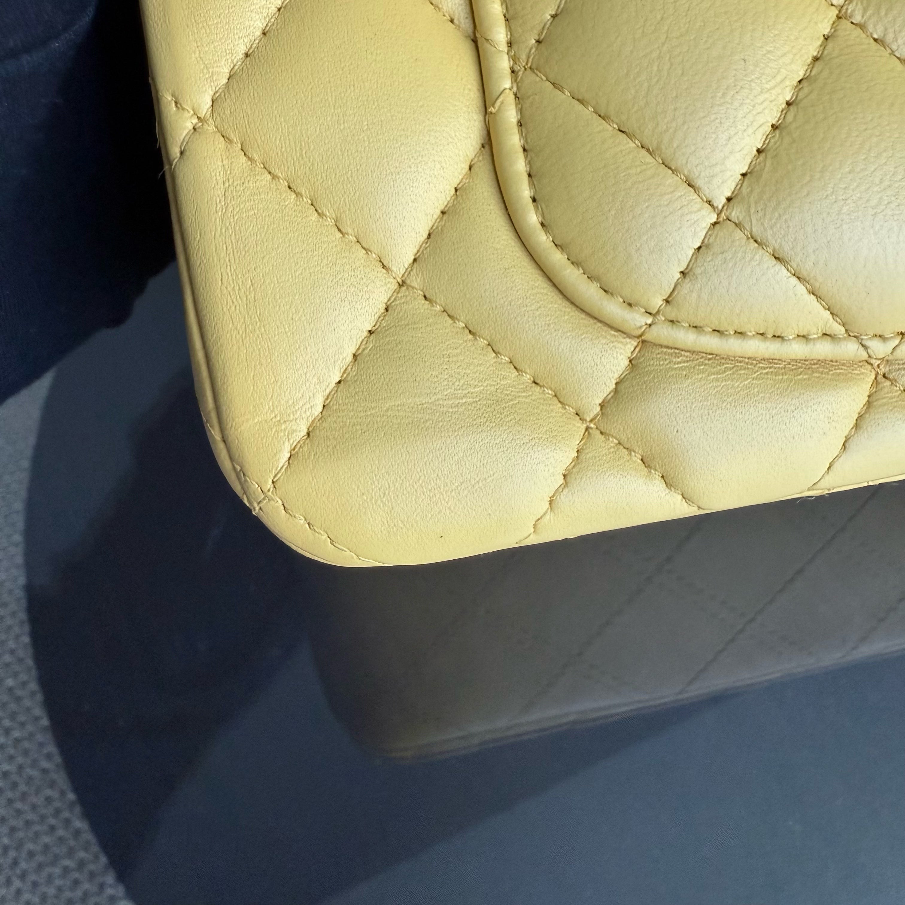 Chanel Classic Flap Mini - 20CM Quilted Lambskin Yellow Silver Hardware Series 25